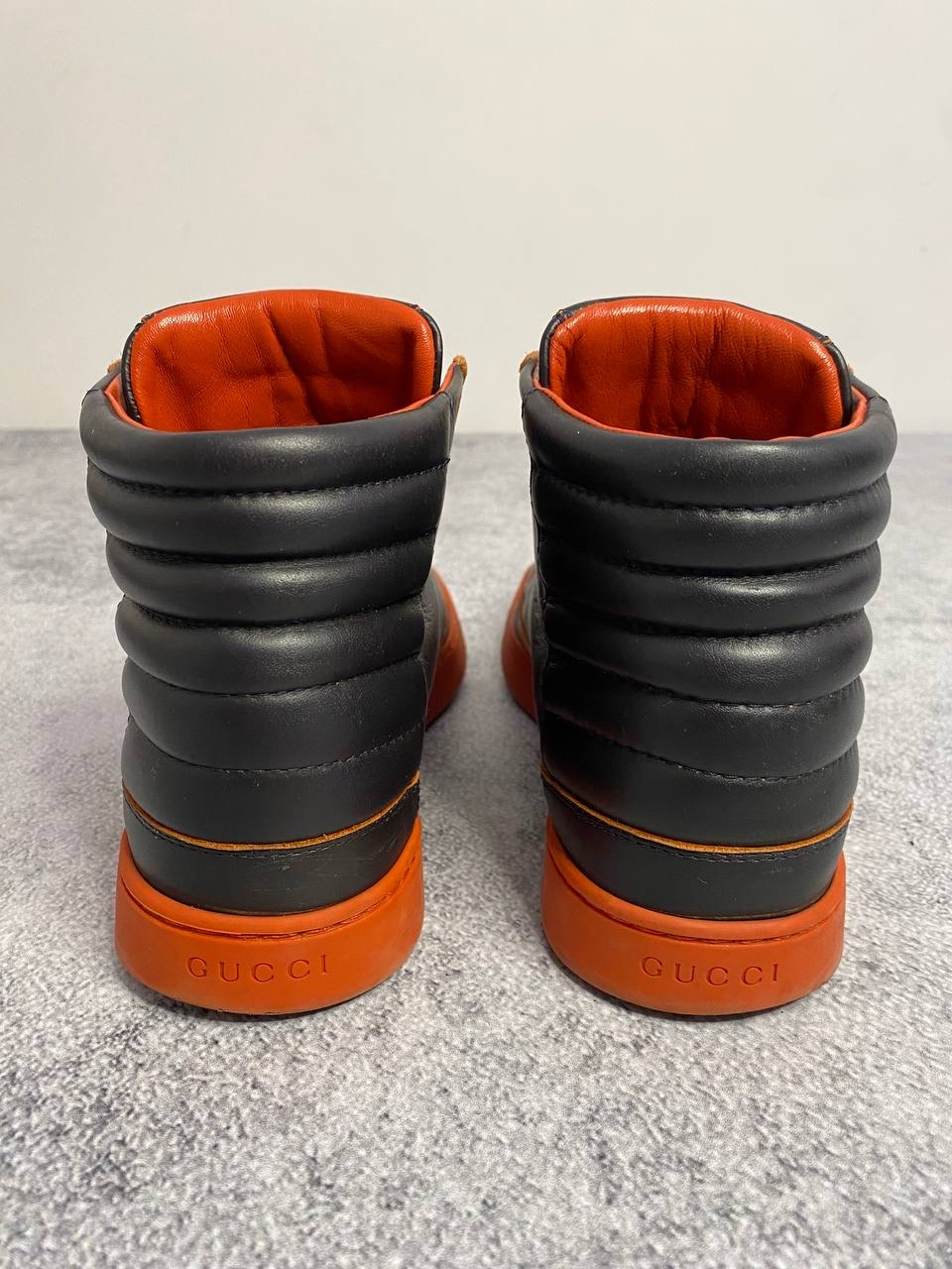 Gucci Gucci Leather High-Top Sneakers 'Black/Orange', миниатюра 9
