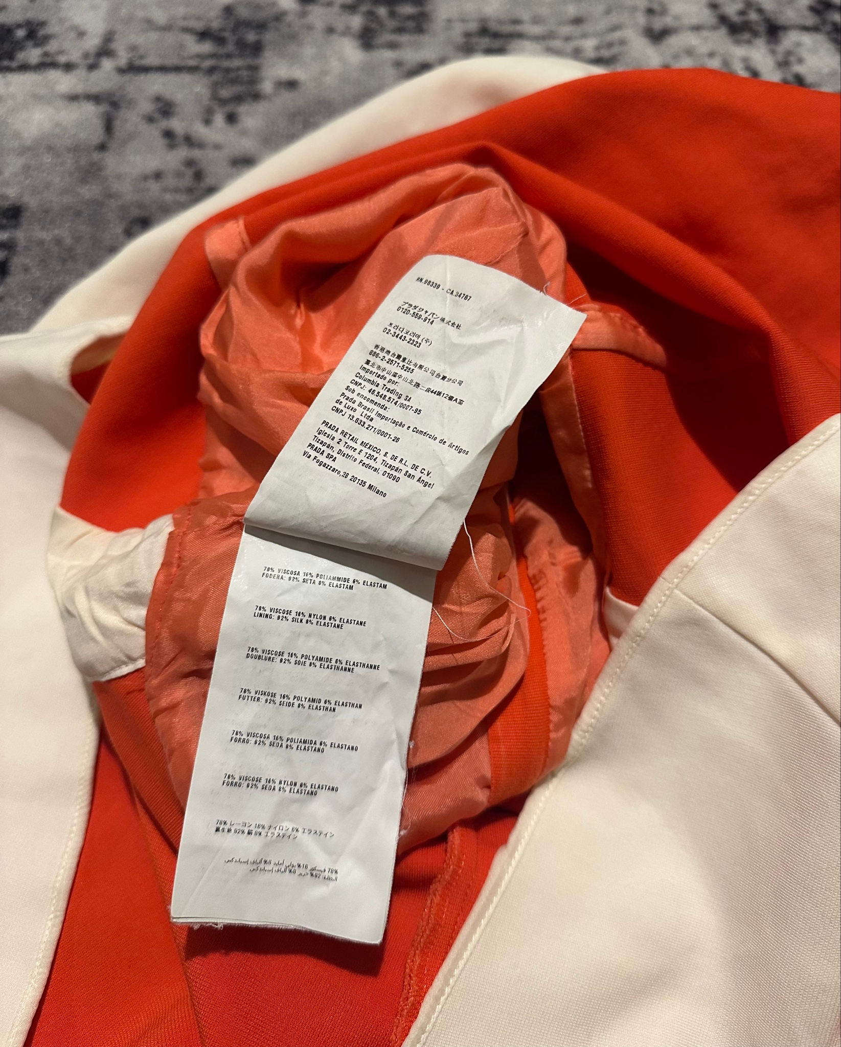 Prada Orange/White Crepe Sleeveless Dress SS12, миниатюра 8