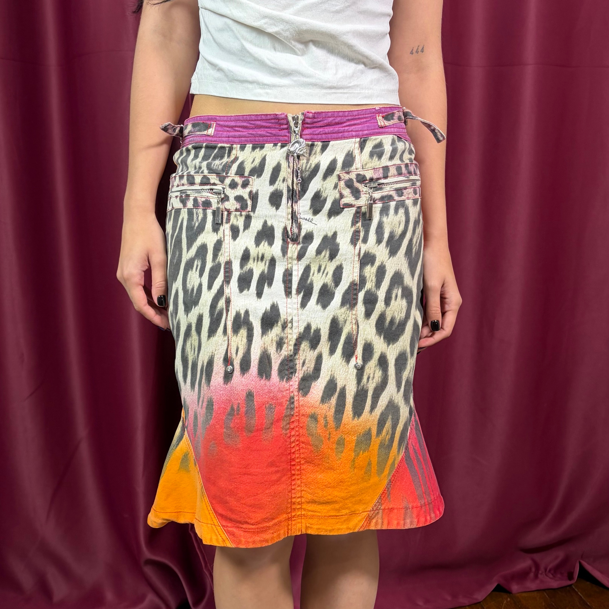 Just Cavalli 2004 Animal Print Denim Skirt, миниатюра 4
