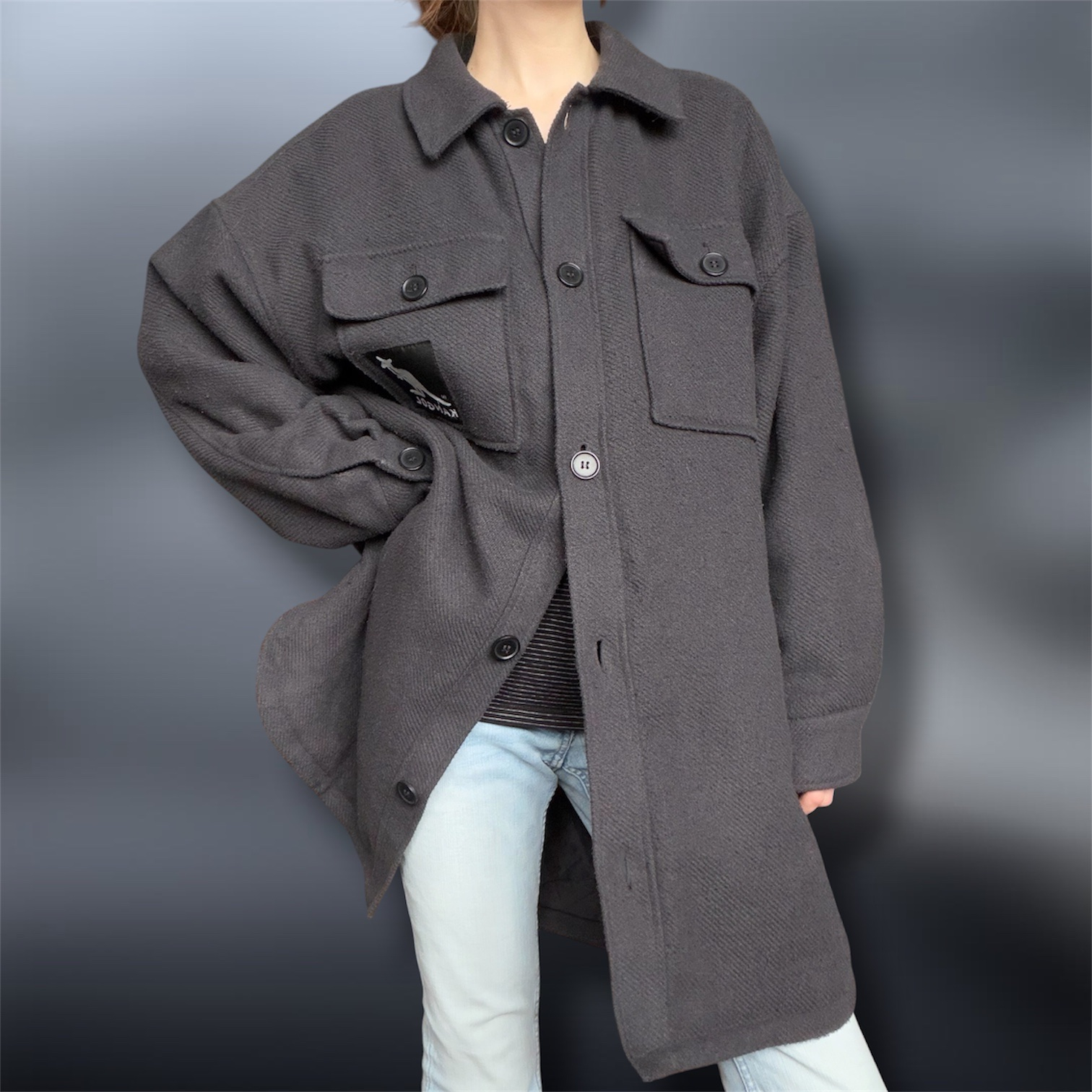 Kangol H&M Lined Button Up Jacket Shacket, миниатюра 5