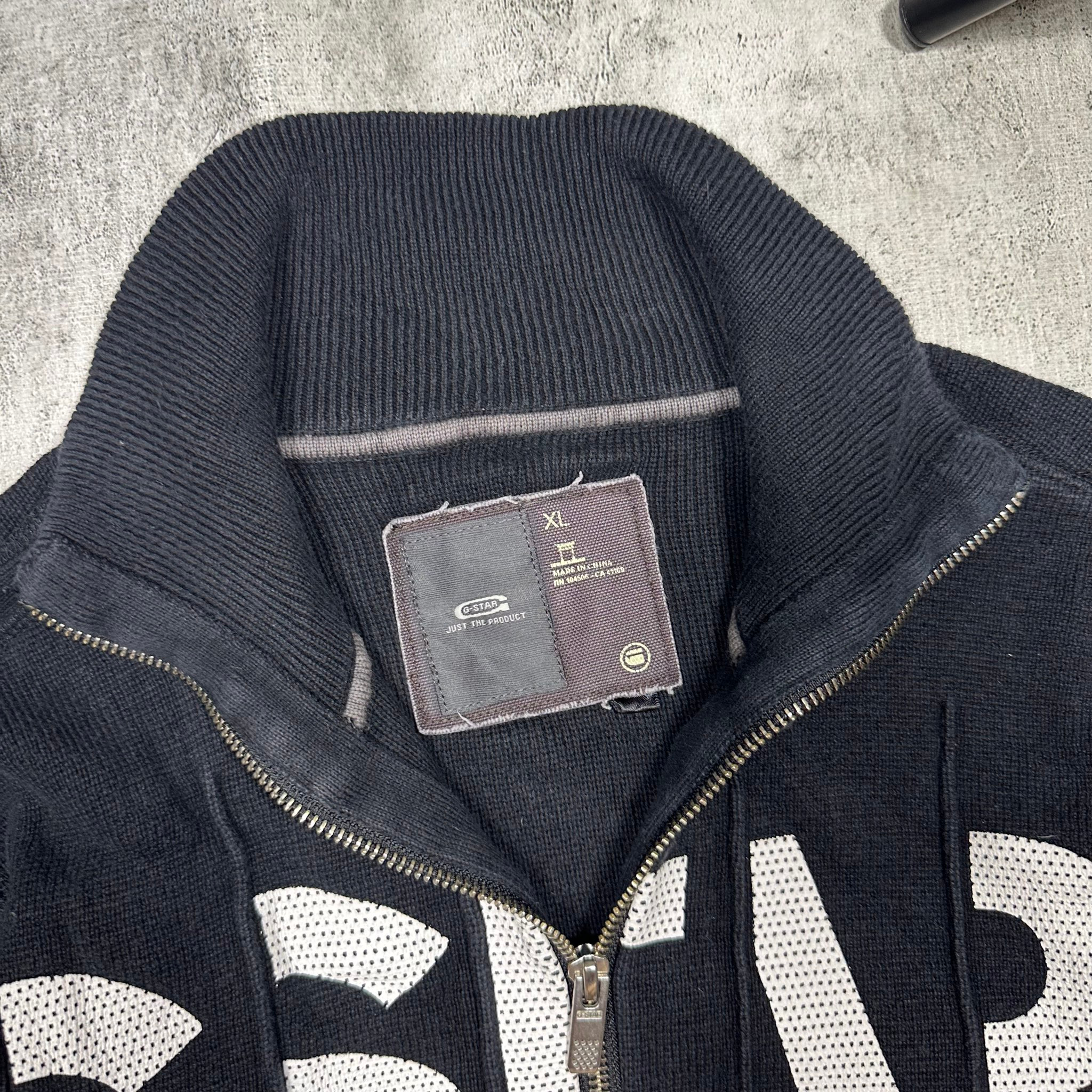 G Star Raw Black zip up sweatshirt pullover, миниатюра 3