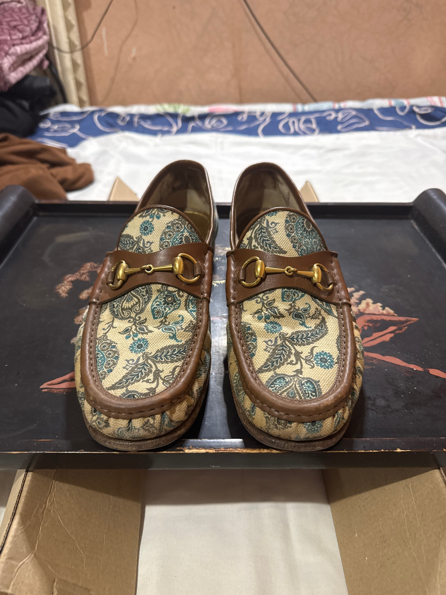Gucci Лоферы из ткани и кожи, миниатюра 1