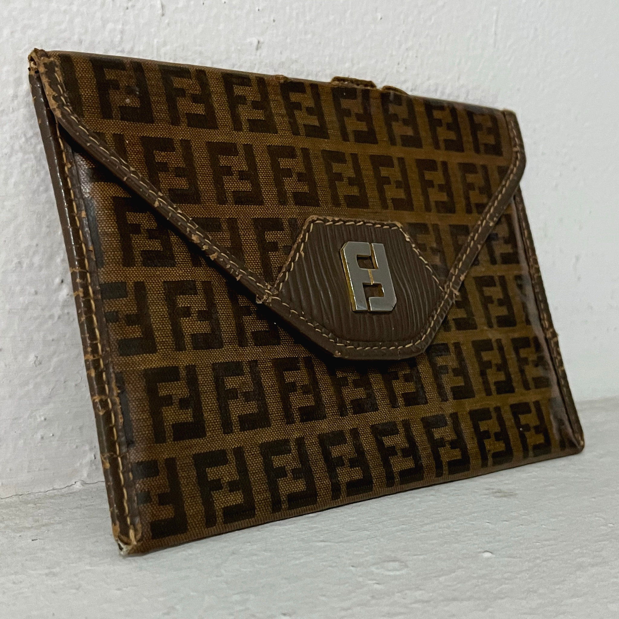 Fendi Zucca FF Logo Lambskin Envelope Clutch, миниатюра 1