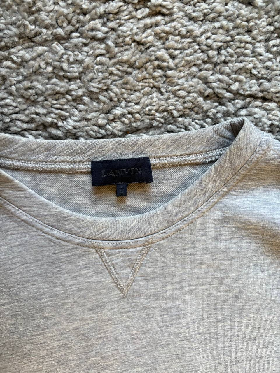 Lanvin Archive Graffiti Logo Distressed Grey Sweatshirt, миниатюра 5