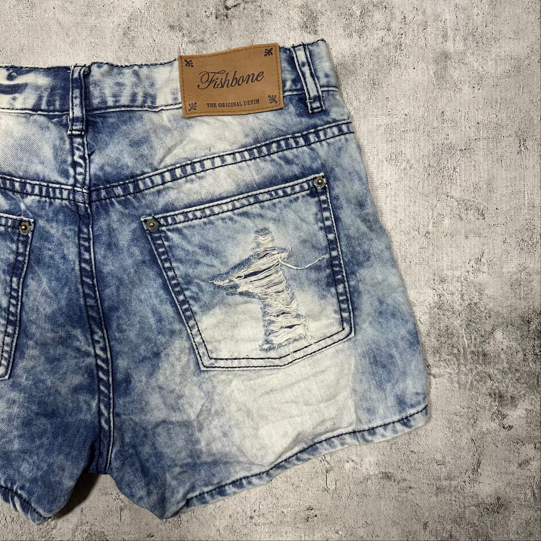 Fishbone Mini skirt shorts denim USA flag, миниатюра 9