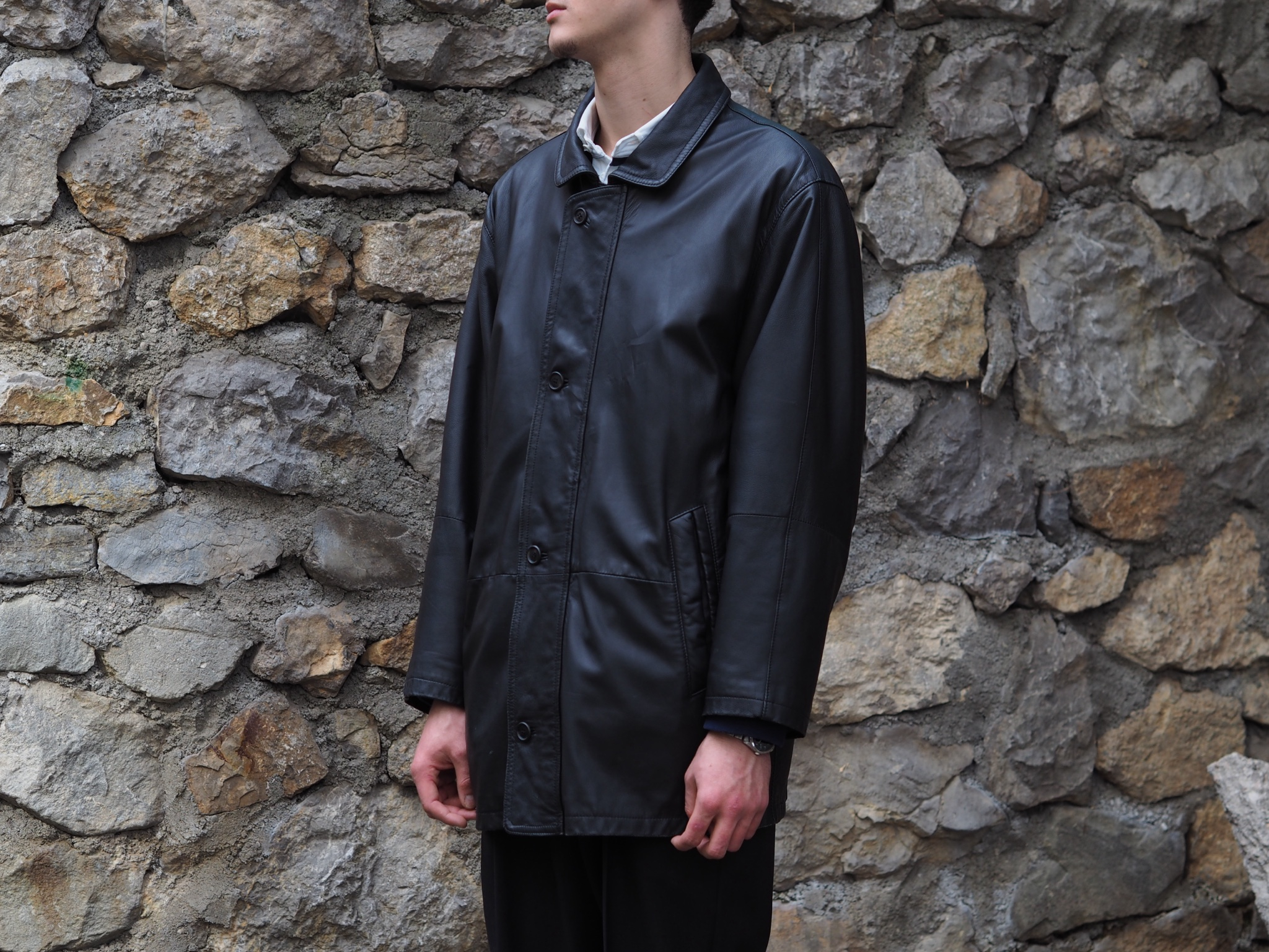 Burberry Кожаная куртка Vintage  leather coat, миниатюра 1