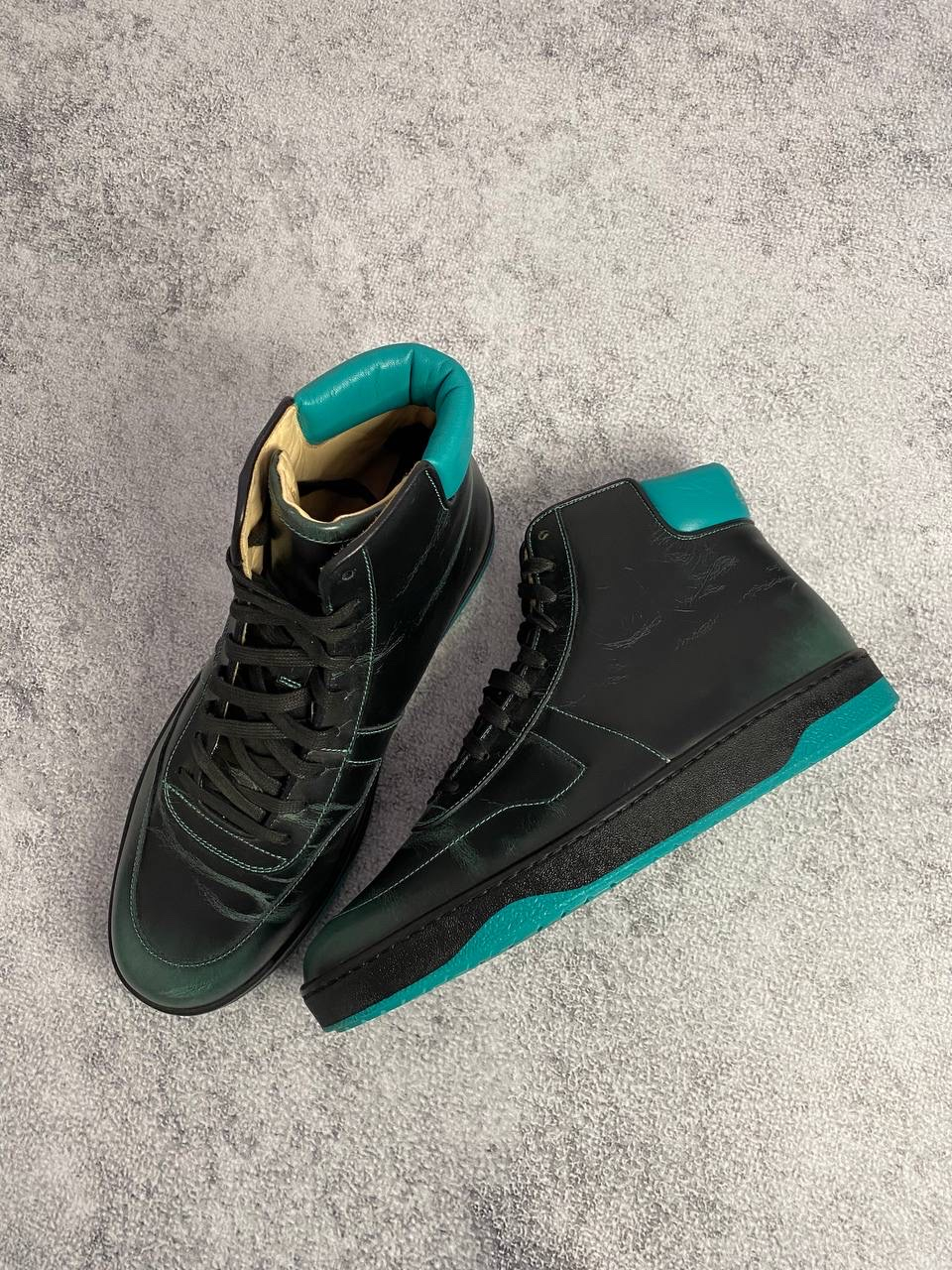 Gucci Gucci 'Teal Padded Collar & Contrast Stitching' Black Leather High-Top Sneakers, миниатюра 7