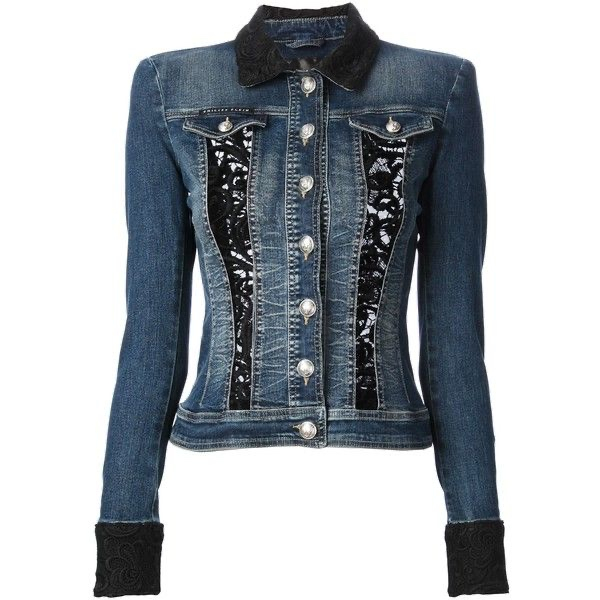 Philipp Plein Lace Insert Denim Jacket, миниатюра 8