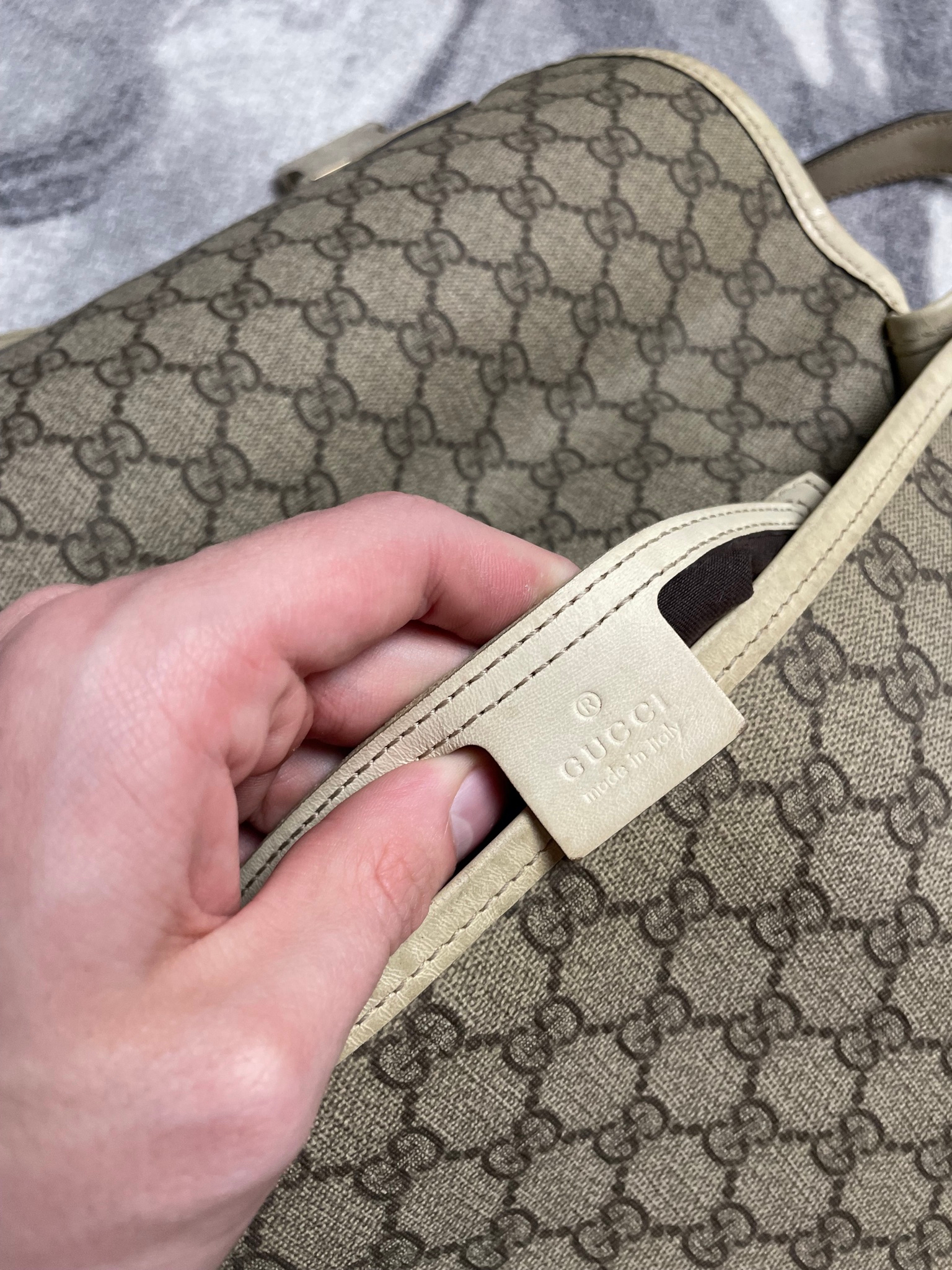 GUCCI vintage canvas shoulder monogram bag, миниатюра 7