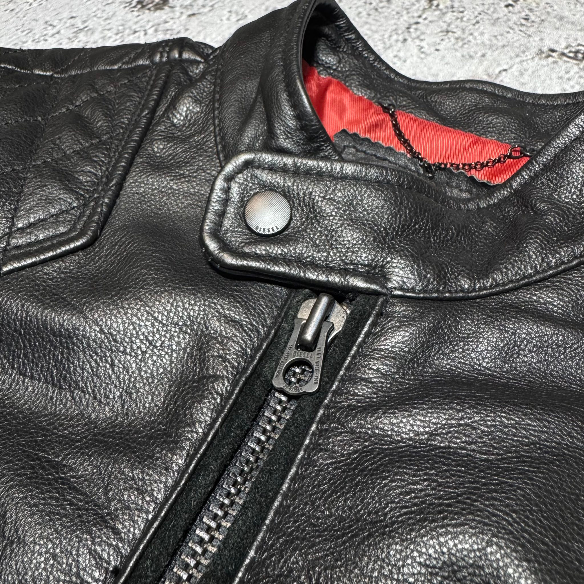 Diesel Leather Jacket Rider Biker, миниатюра 5