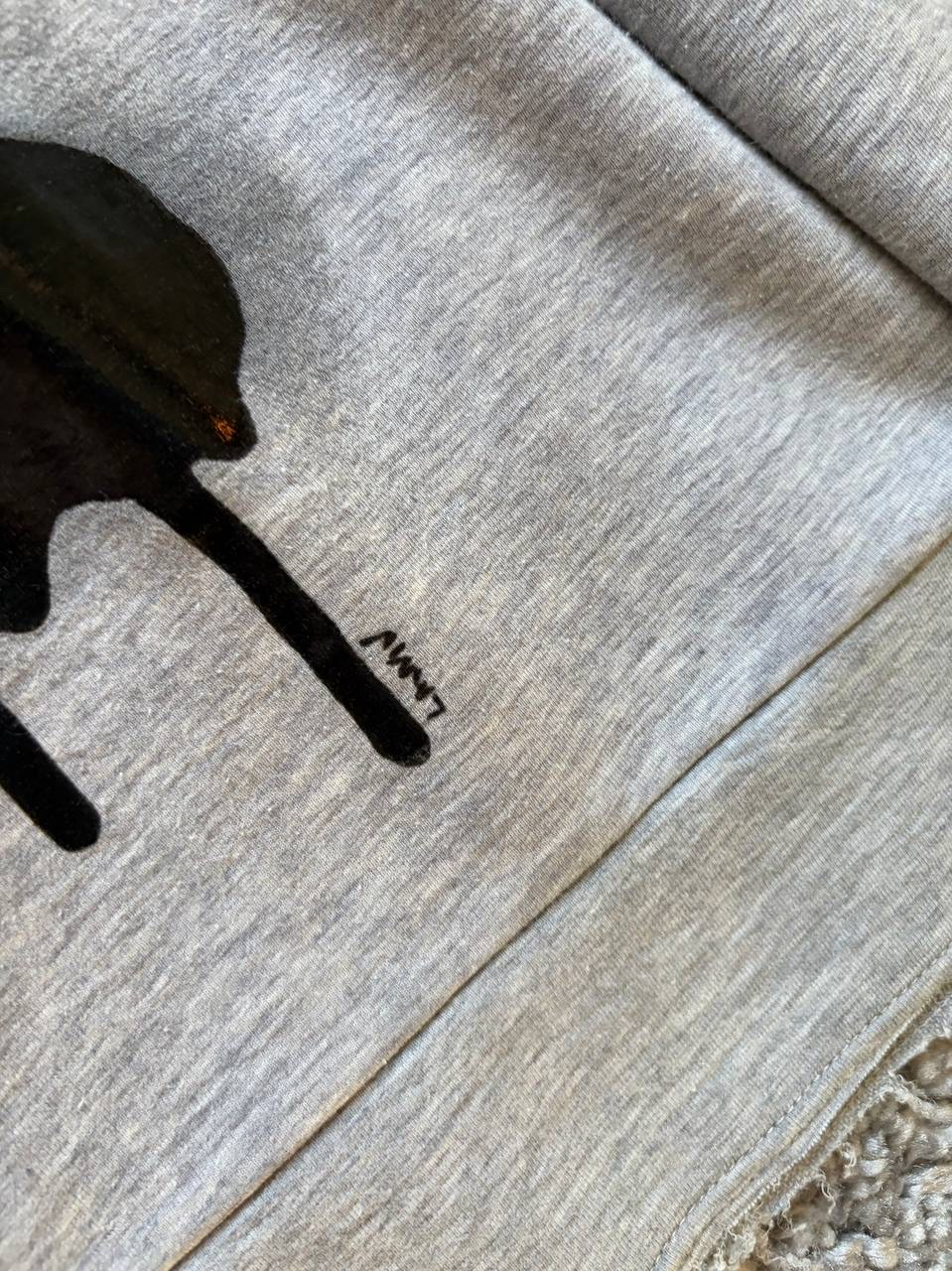 Lanvin Archive Graffiti Logo Distressed Grey Sweatshirt, миниатюра 4