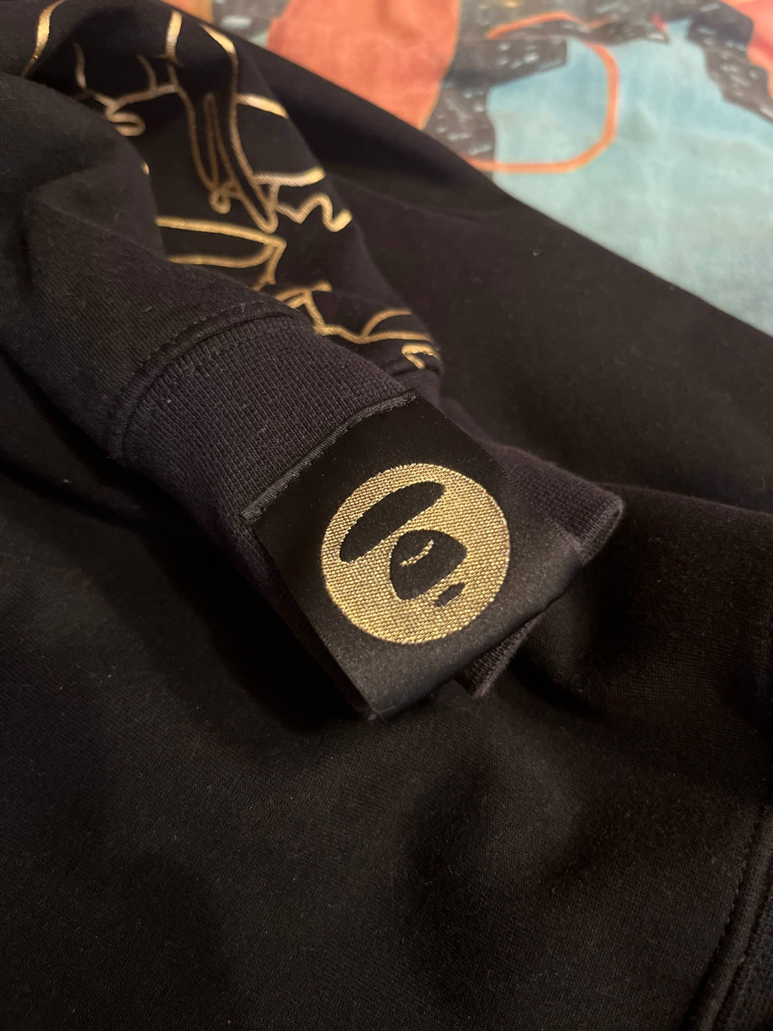 AAPE BY A BATHING APE®. Gold AAPE Gothic Spellout Half-Zip Hoodie, миниатюра 9