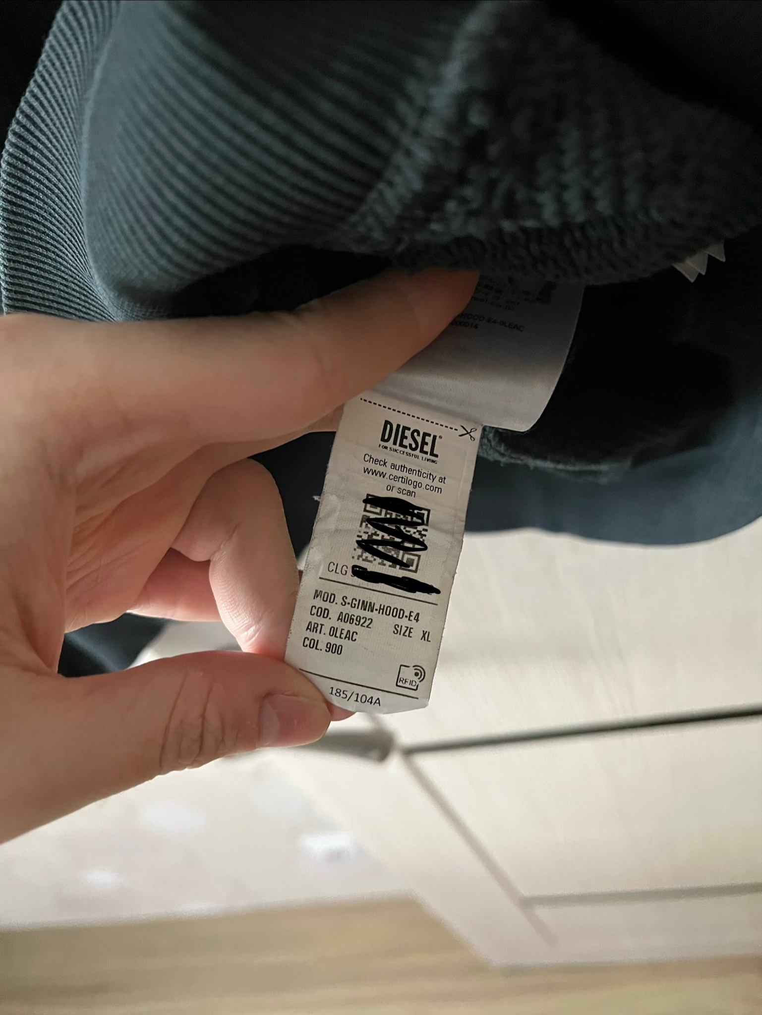 Diesel Black logo hoodie, миниатюра 5