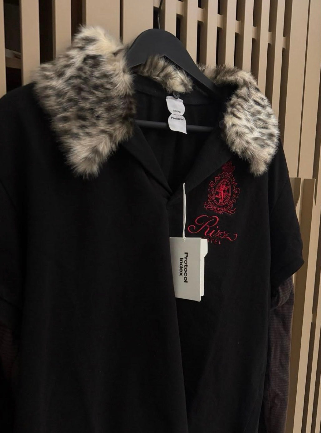 Protocol Index fur collar layered polo longsleeve, миниатюра 6