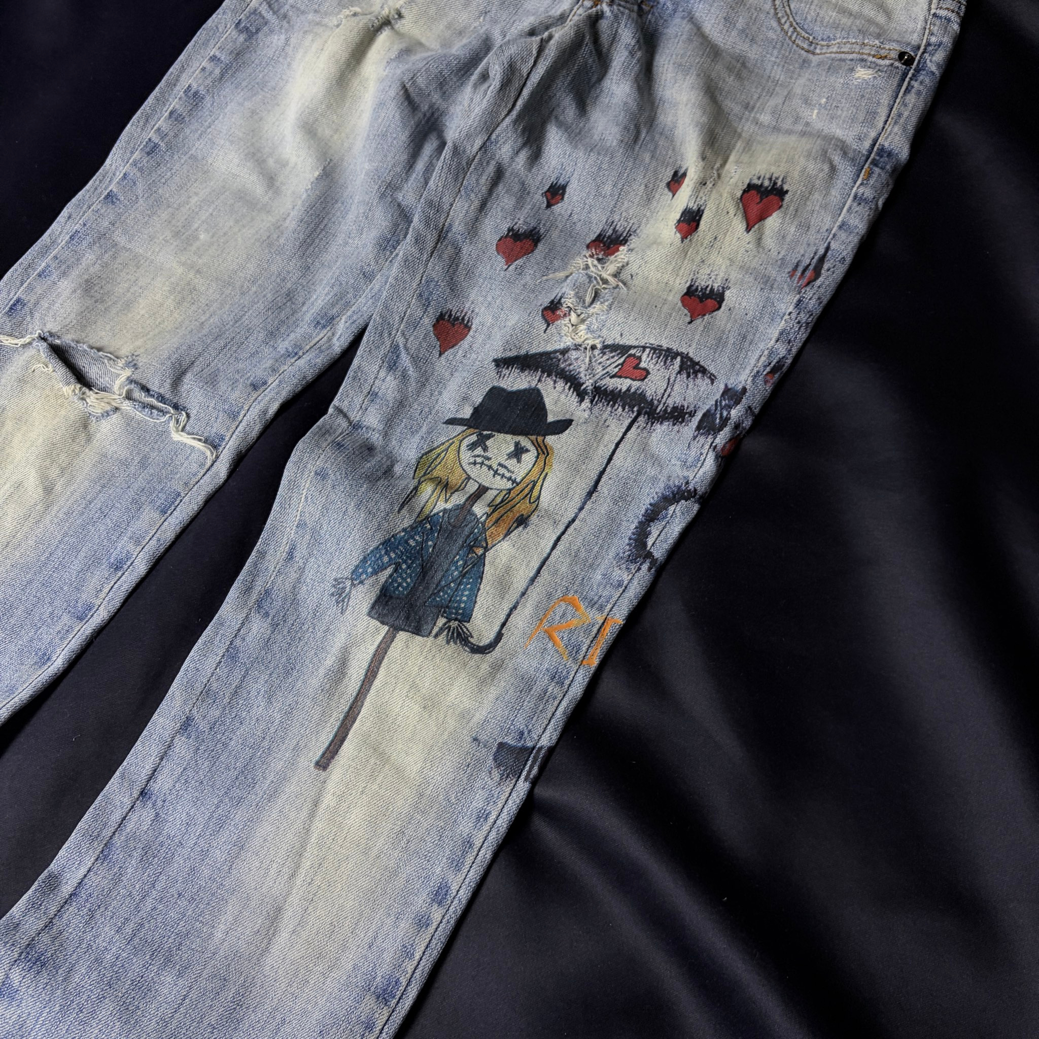 John Galliano Dirty Blue Print-Drawing Jeans, миниатюра 2