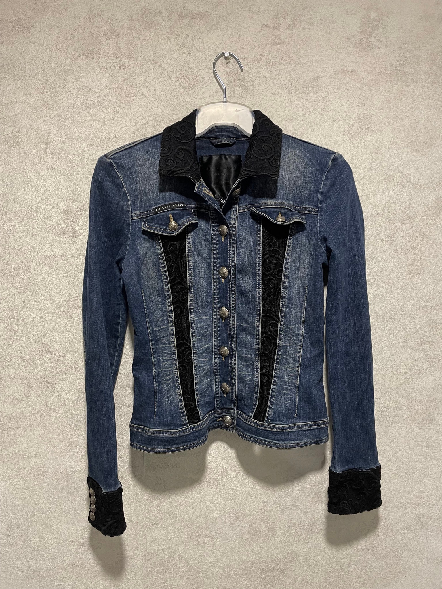 Philipp Plein Lace Insert Denim Jacket, миниатюра 1