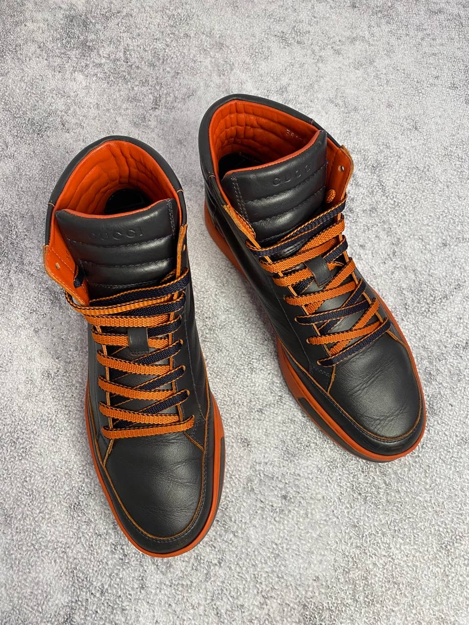 Gucci Gucci Leather High-Top Sneakers 'Black/Orange', миниатюра 8