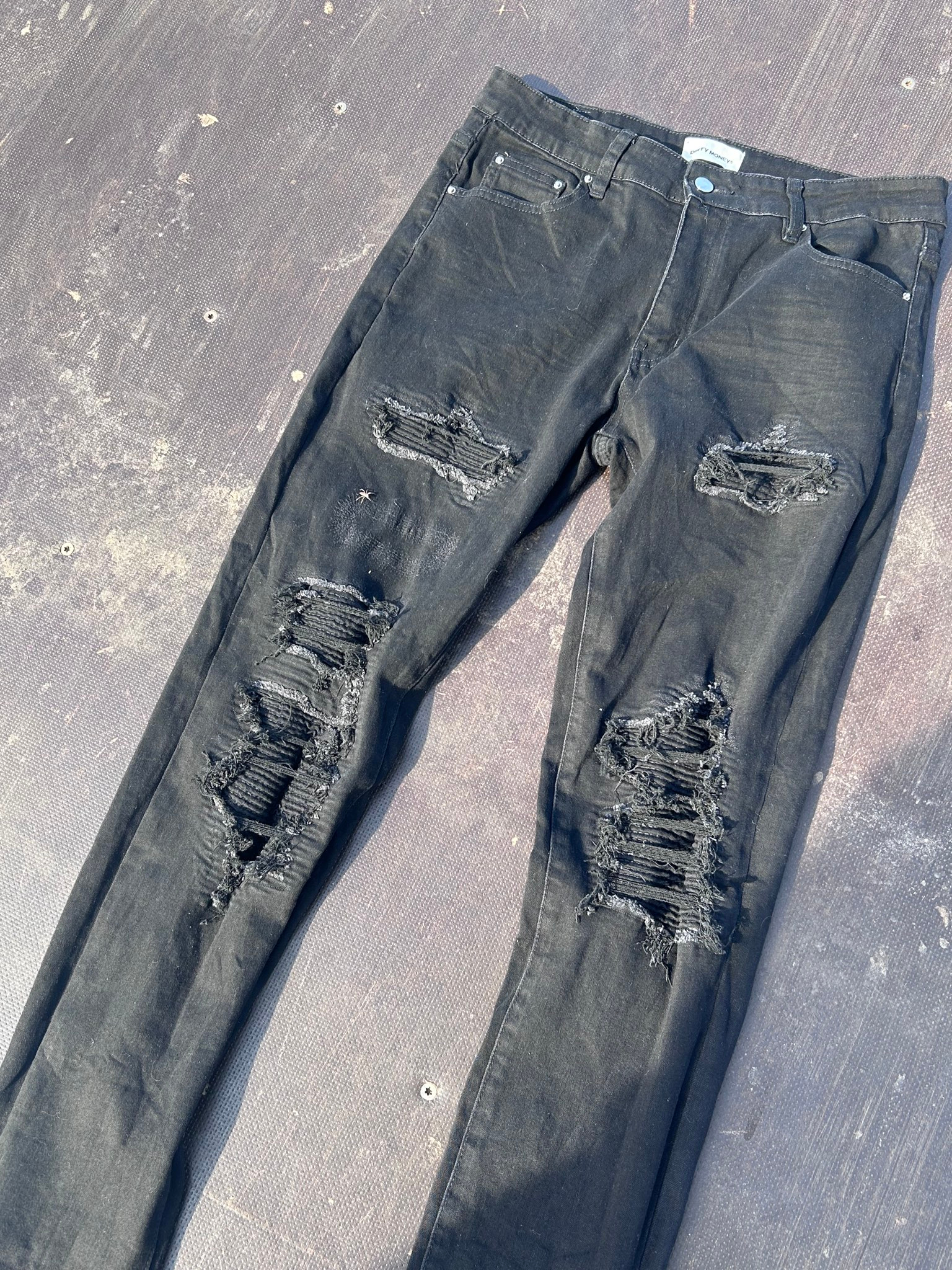 dirty money black ripped jeans, миниатюра 3