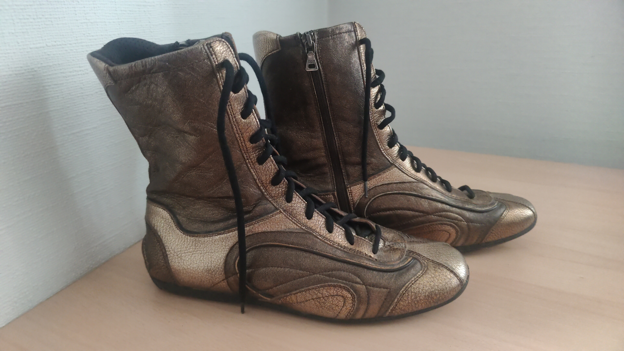 Prada Sport Linea Rossa Golden Boxer Leather Ankle Boots (2000s), миниатюра 6
