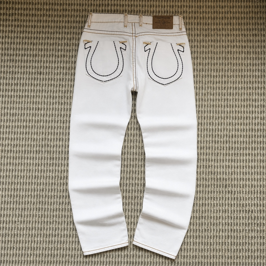 True Religion Logan Super T White Slim Fit Big Logo Jeans, миниатюра 1