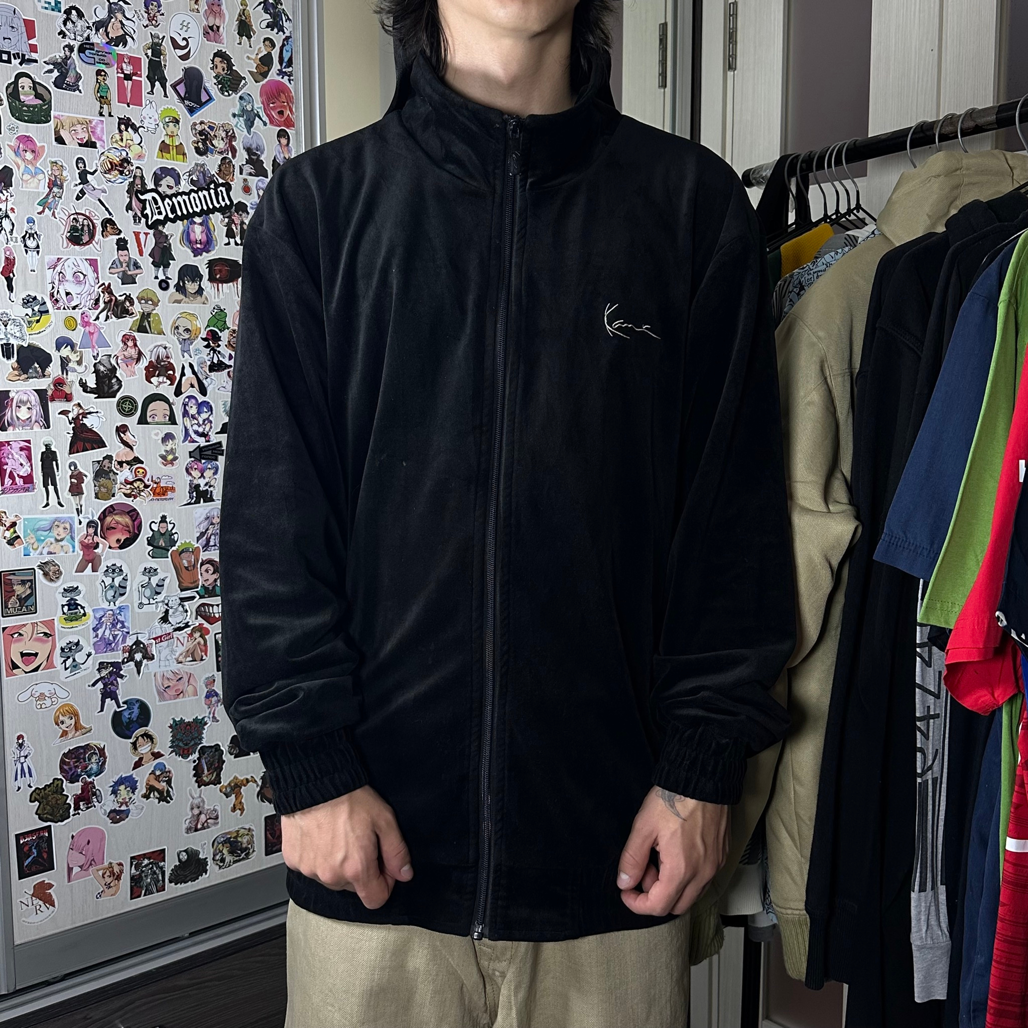 Karl Kani Velour black zip hoodie, миниатюра 2