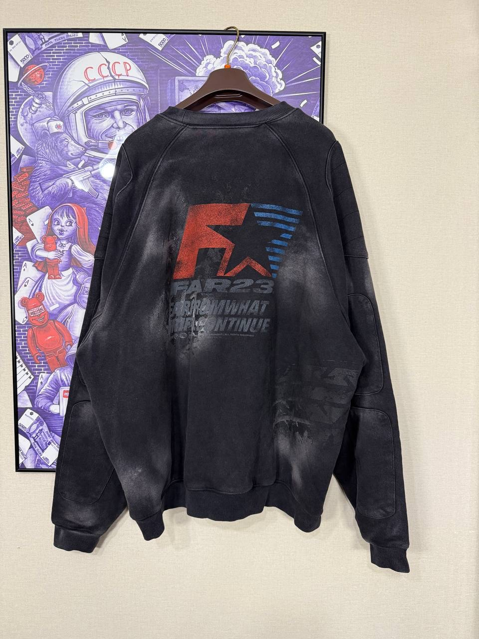 FAR FROM WHAT Far Washed Double LayeredPatched Sweatshirt, миниатюра 2
