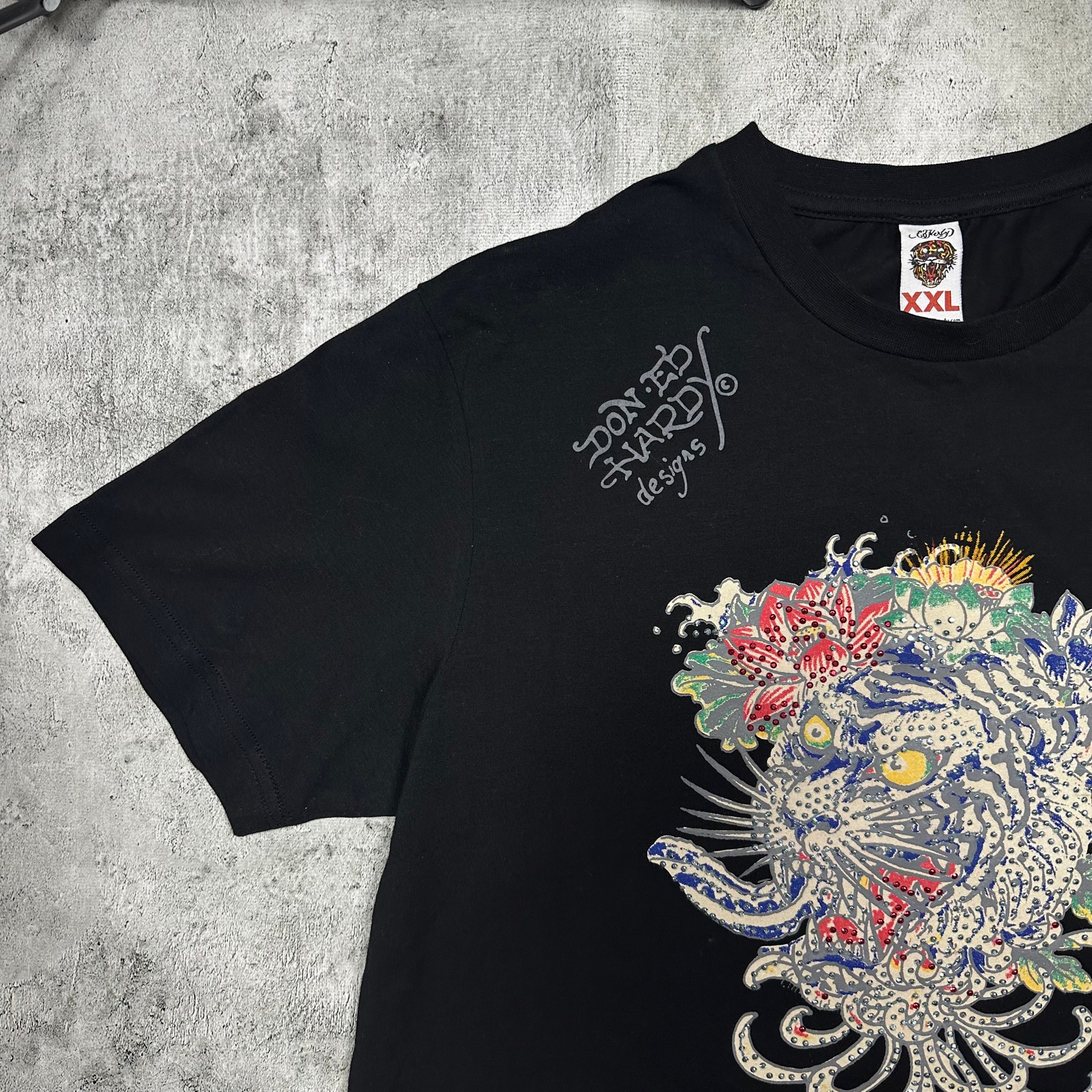 Ed Hardy by Christian Audigier Tiger crystal vintage t-shirt, миниатюра 9