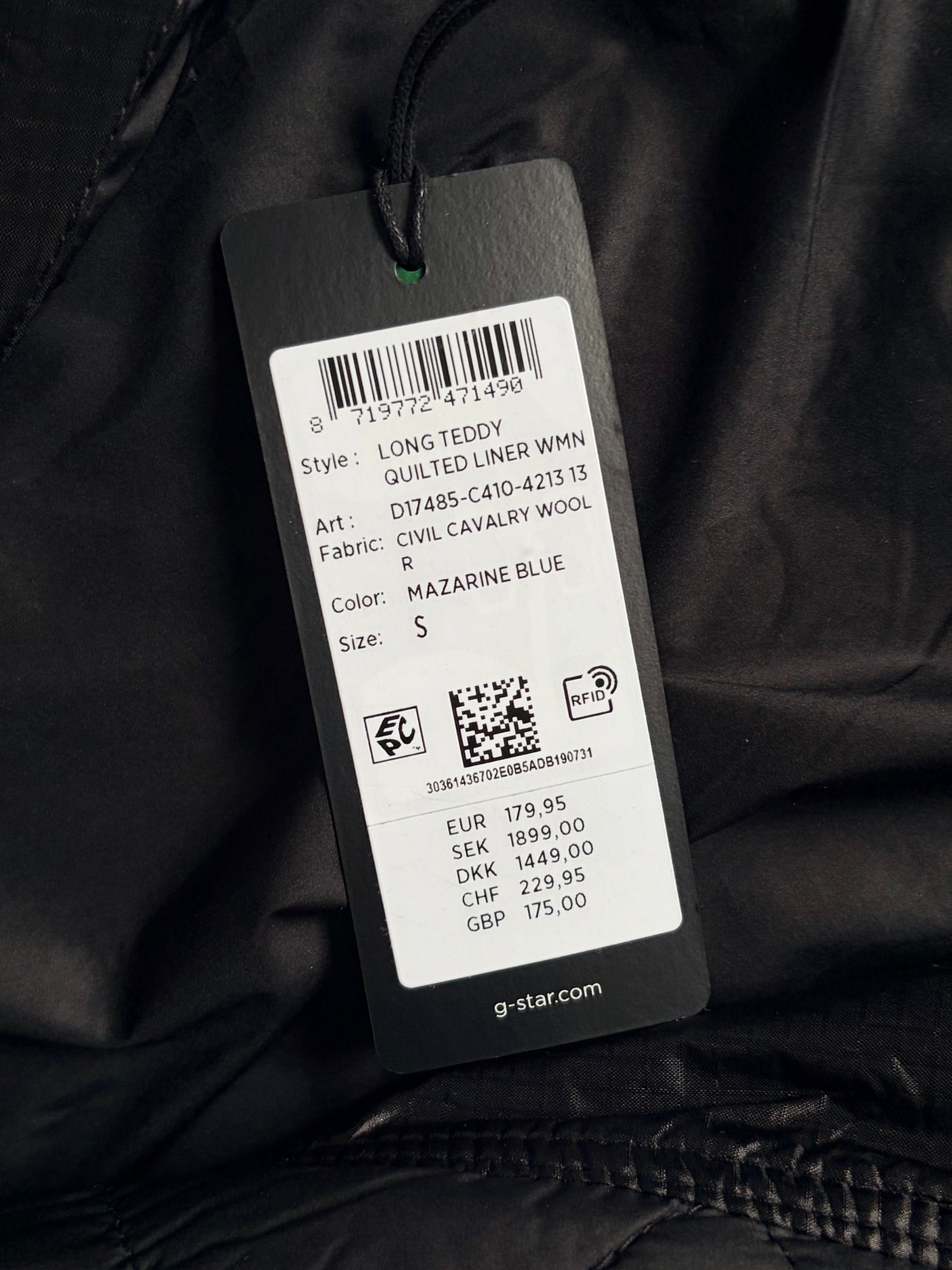 G-Star RAW Long Wool Quilted Liner, миниатюра 6