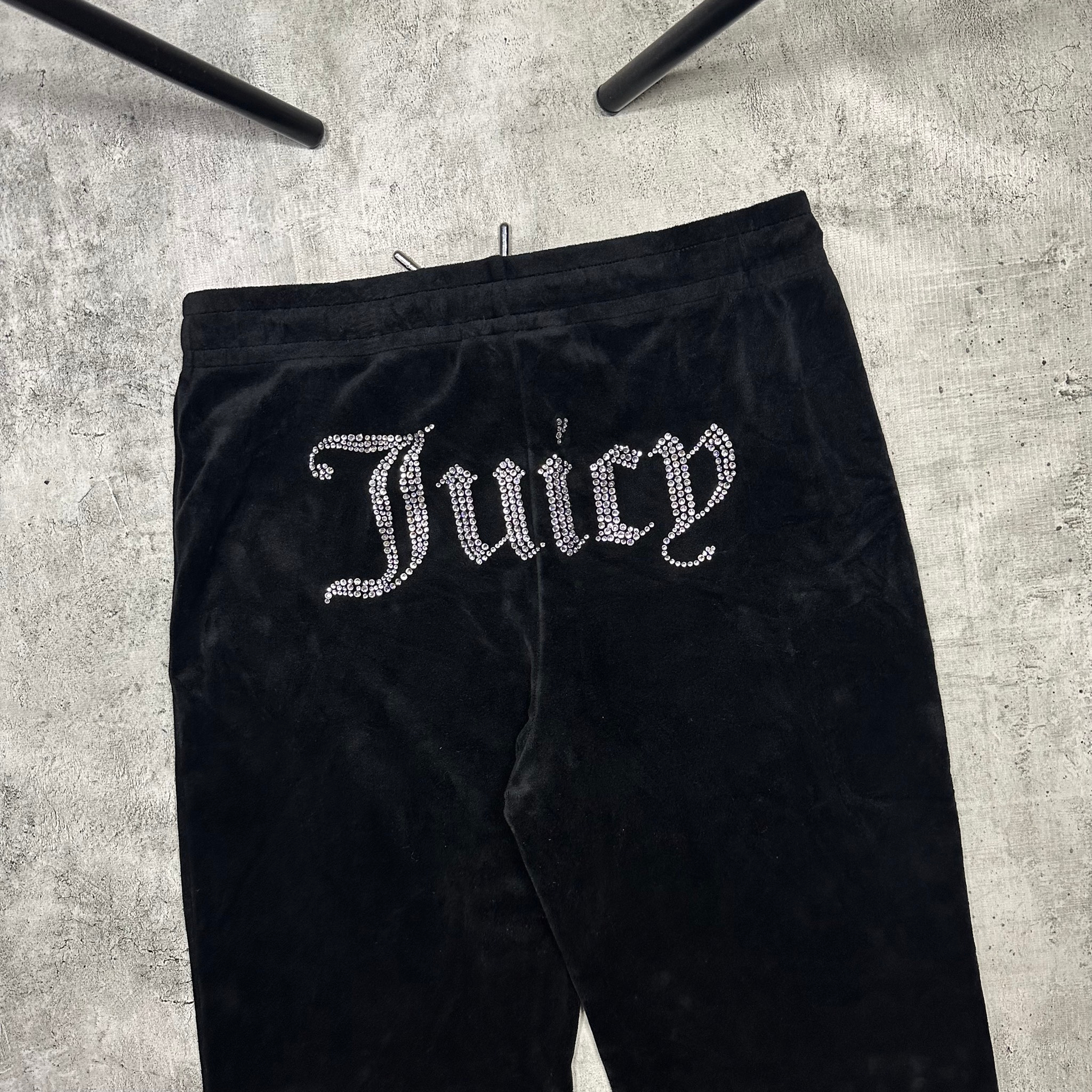 Juicy Couture Velour black flared sweatpants crystals big logo, миниатюра 4