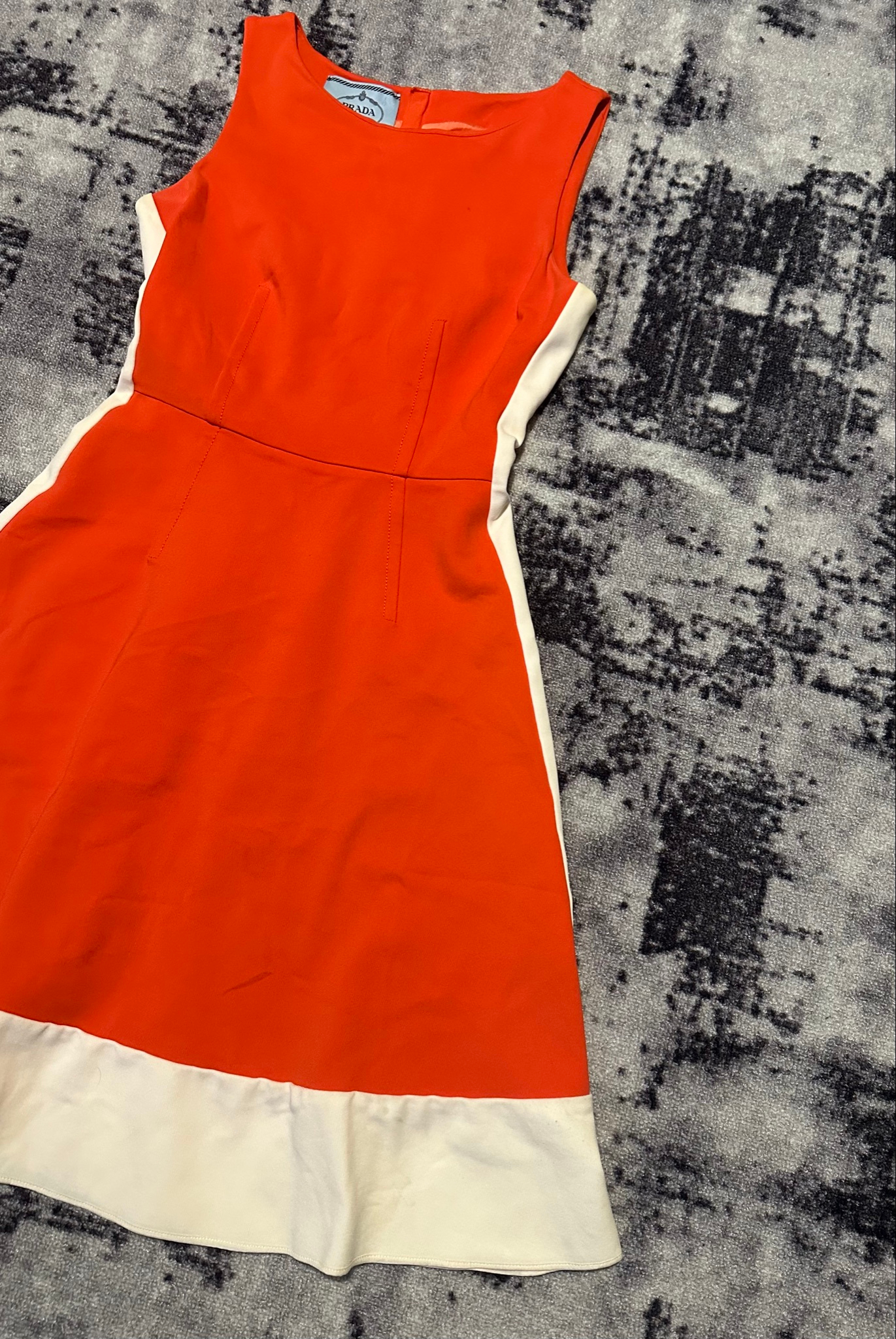 Prada Orange/White Crepe Sleeveless Dress SS12, миниатюра 3