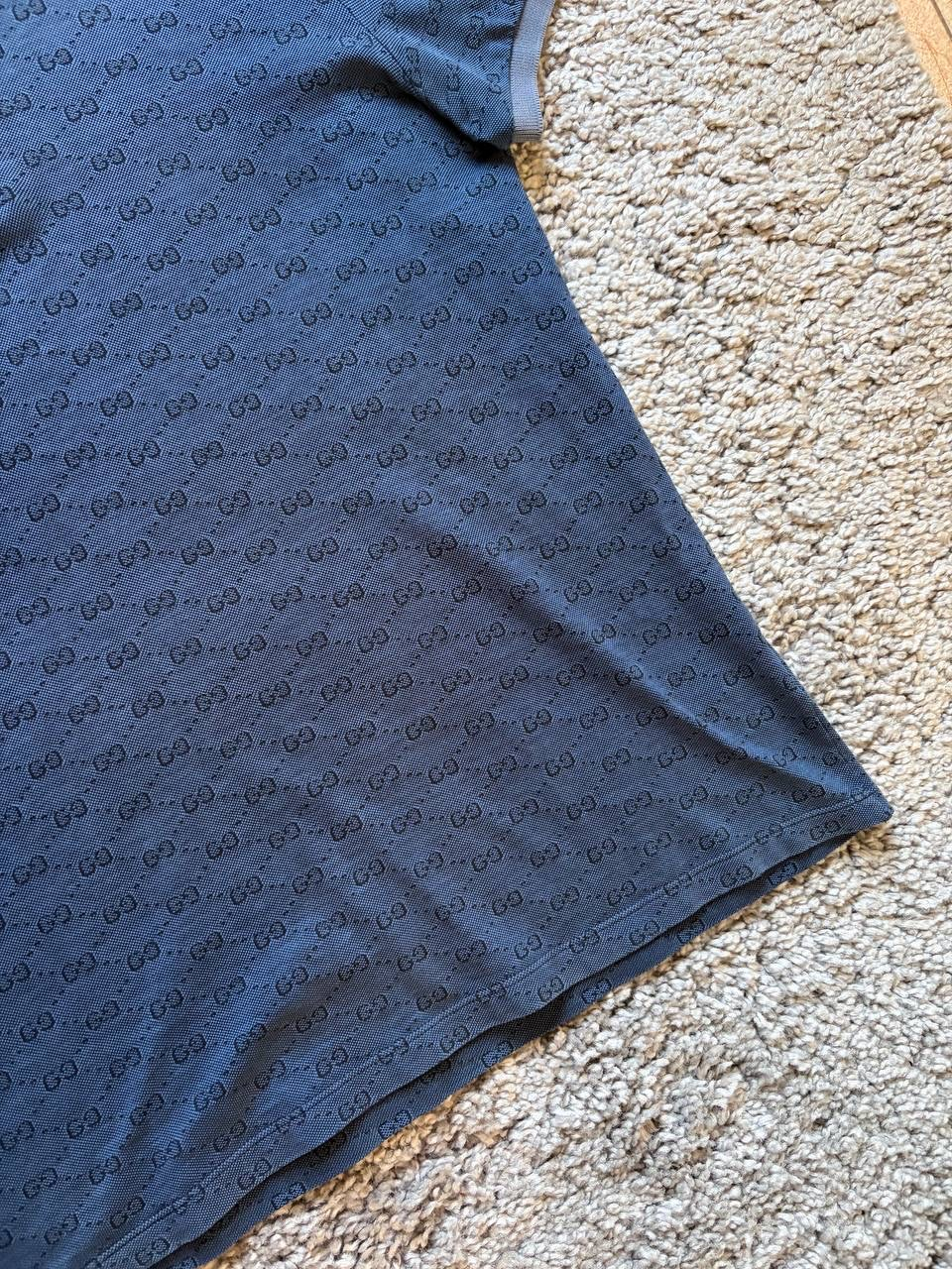 Gucci Gucci Vintage Men's Blue Monogram GG Short Sleeve Polo, миниатюра 3