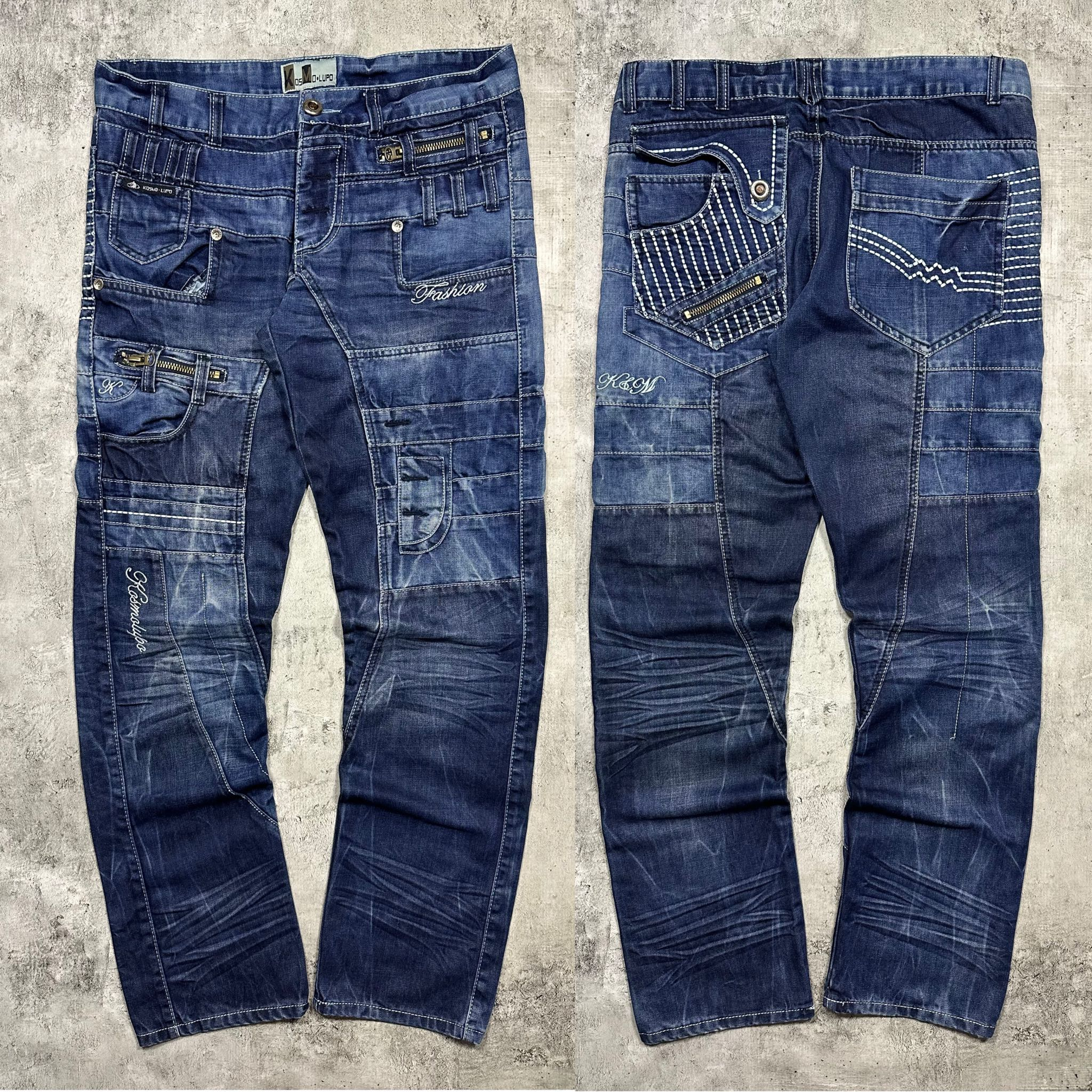 Kosmo Lupo Vintage japrag distressed dark blue jeans, миниатюра 1