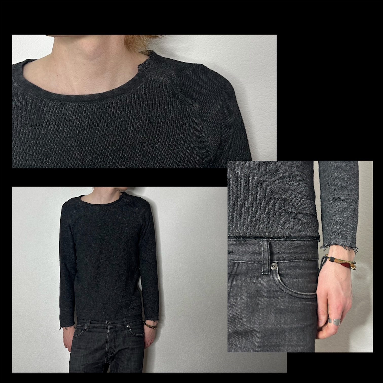 Never Enough Asymmetrical Grunge distressed sweatshirt, миниатюра 1