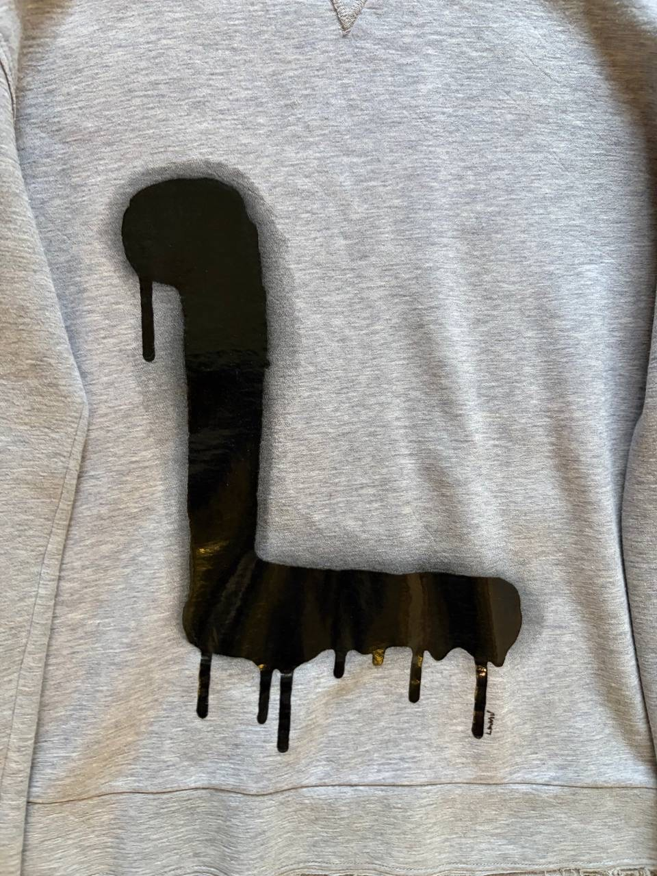 Lanvin Archive Graffiti Logo Distressed Grey Sweatshirt, миниатюра 2