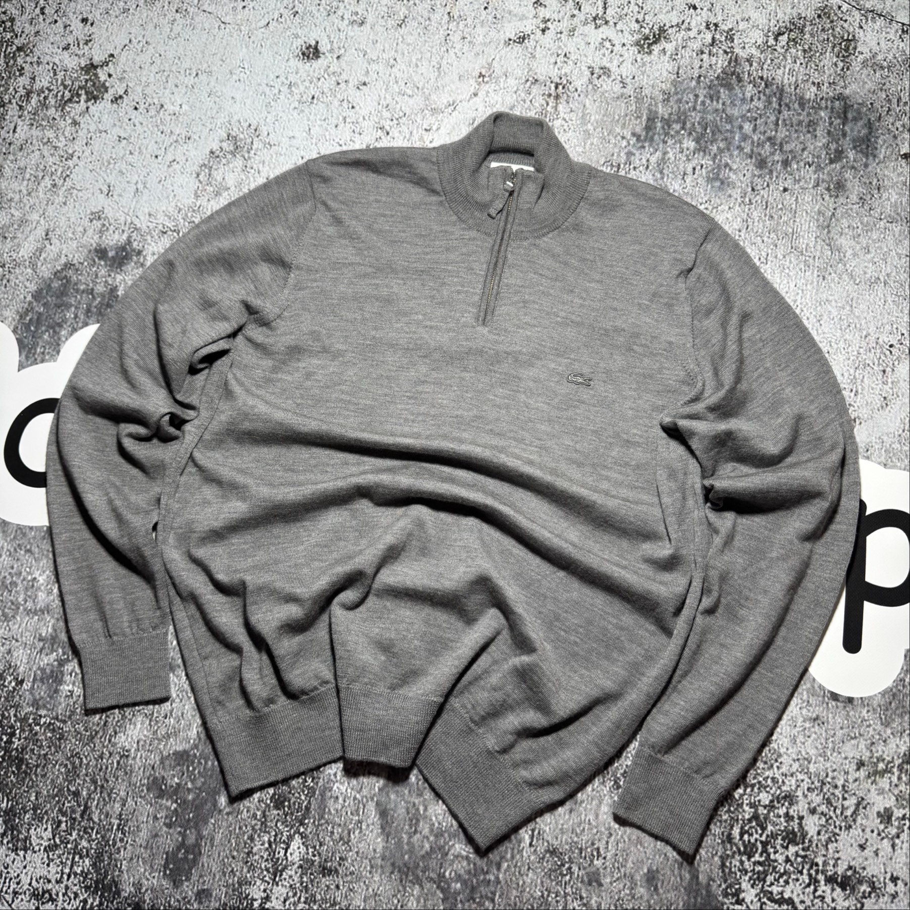 Lacoste 1/4 zip Pure New Wool Sweater, миниатюра 1