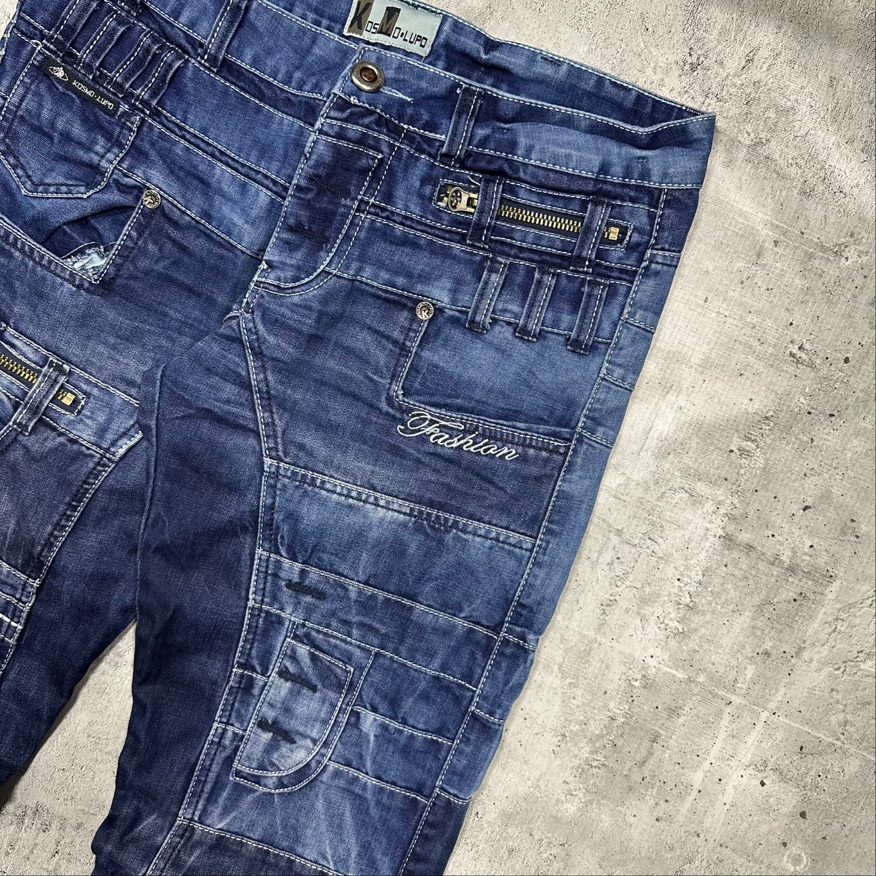 Kosmo Lupo Vintage japrag distressed dark blue jeans, миниатюра 12