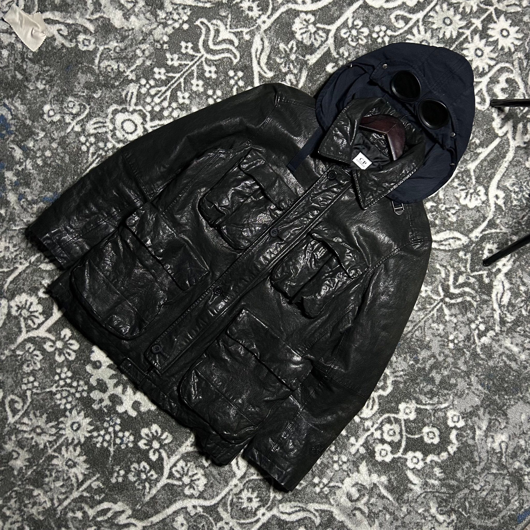 C.P. Company Leather Goggle Jacket Black, миниатюра 5