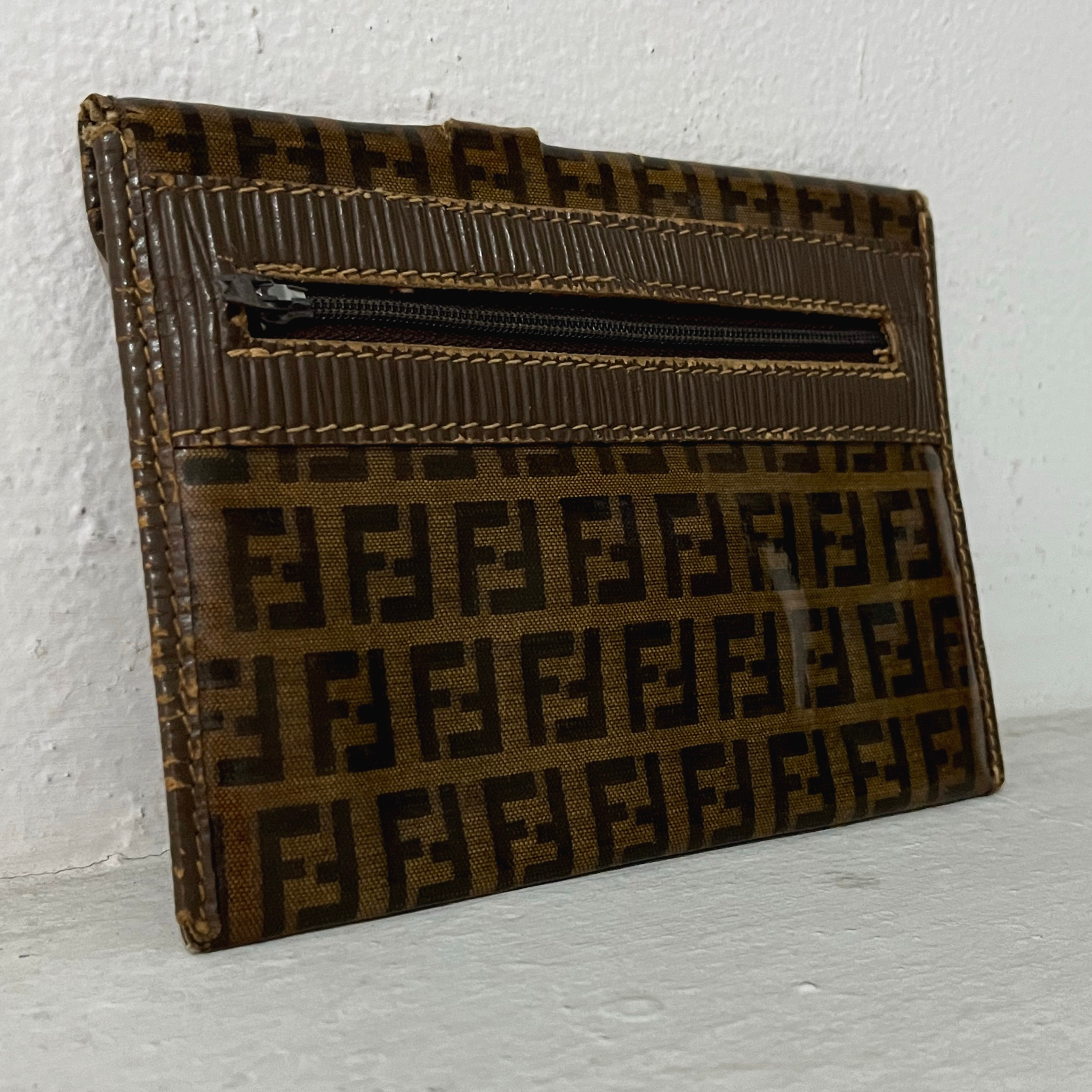 Fendi Zucca FF Logo Lambskin Envelope Clutch, миниатюра 2