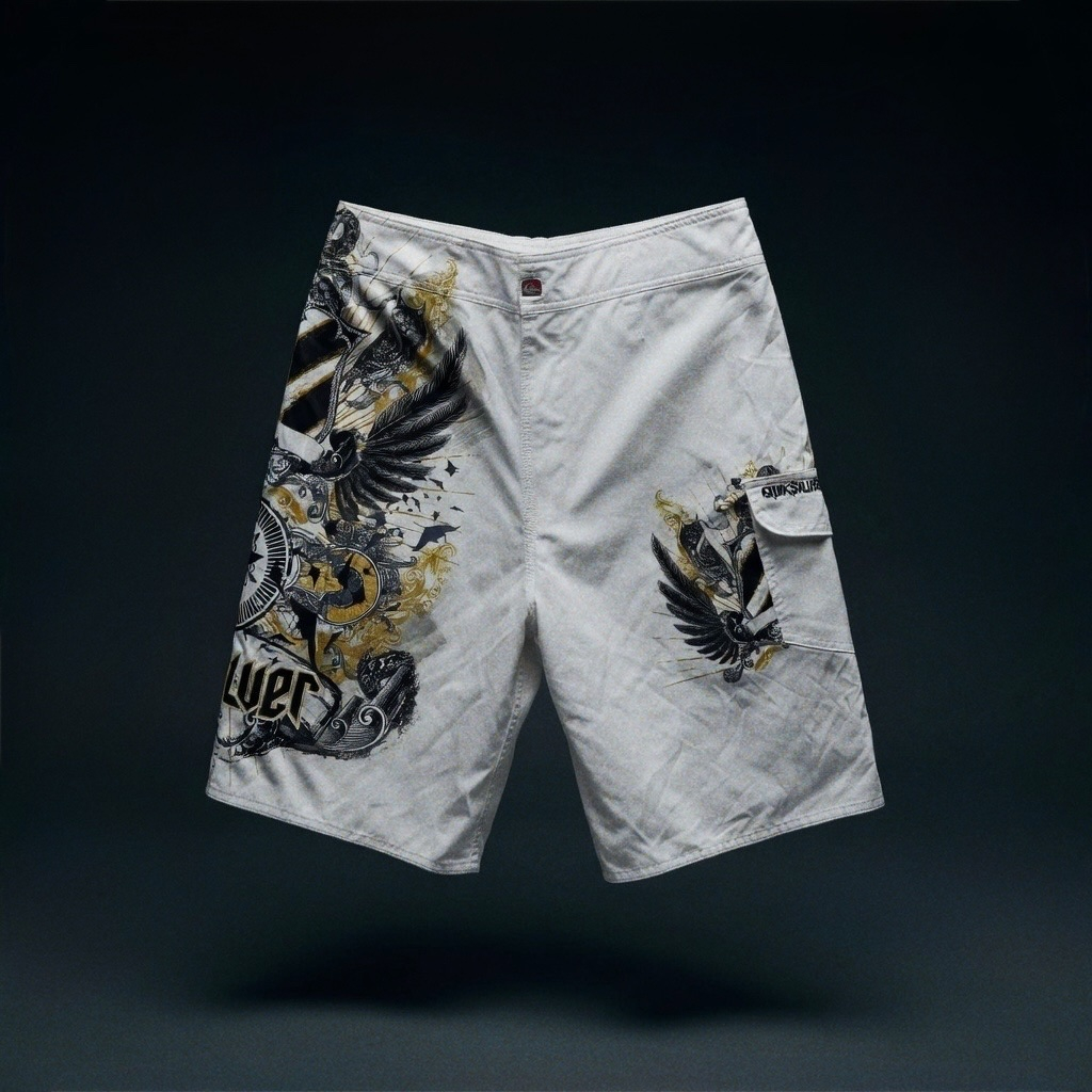 QUIKSILVER 2000s y2k Vintage Graphic Beach Shorts, миниатюра 2