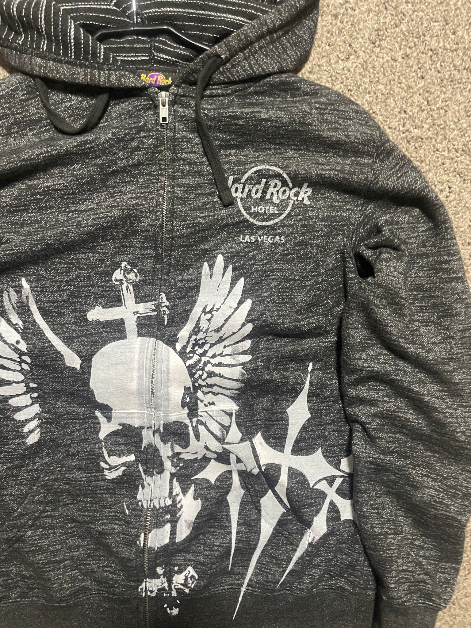 Hard Rock Hotel Las Vegas skull zip-up hoodie, миниатюра 2