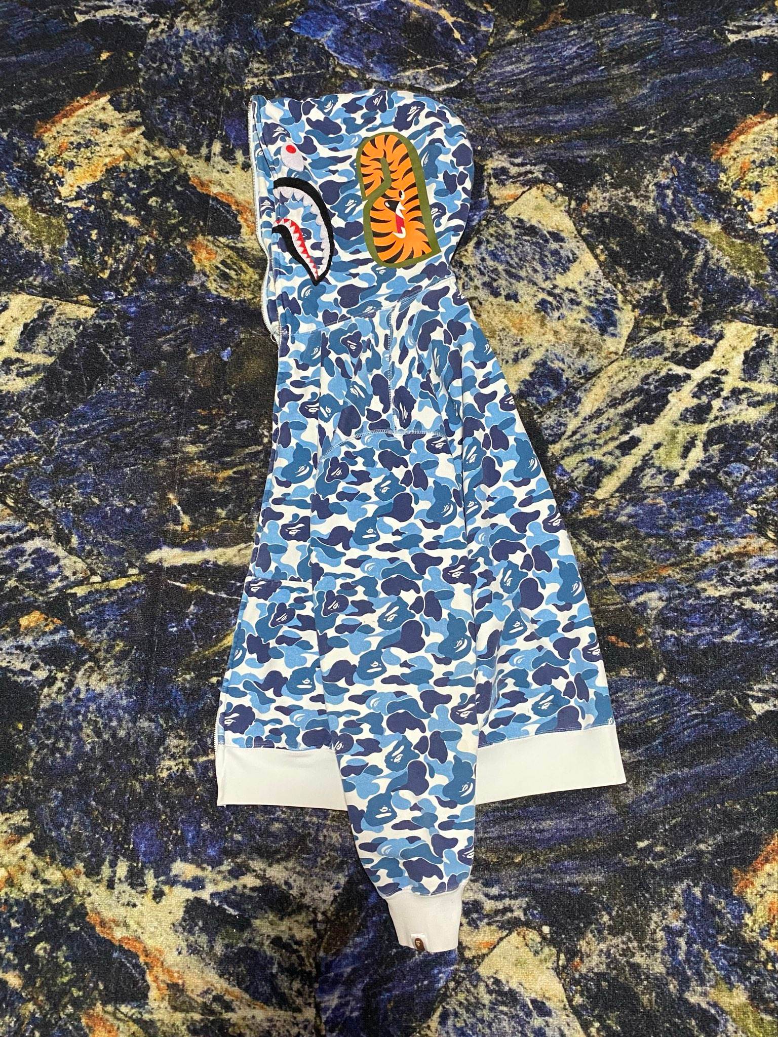 Bape Big ABC Camo Shark Full Zip Hoodie Blue, миниатюра 6