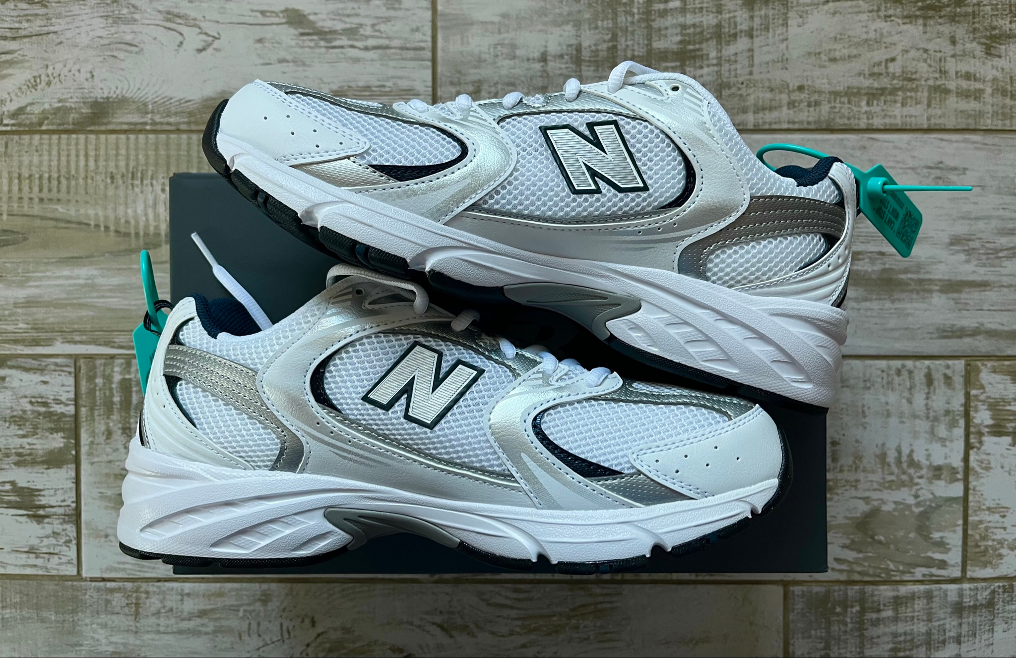 New Balance 530 White Silver Navy, миниатюра 1