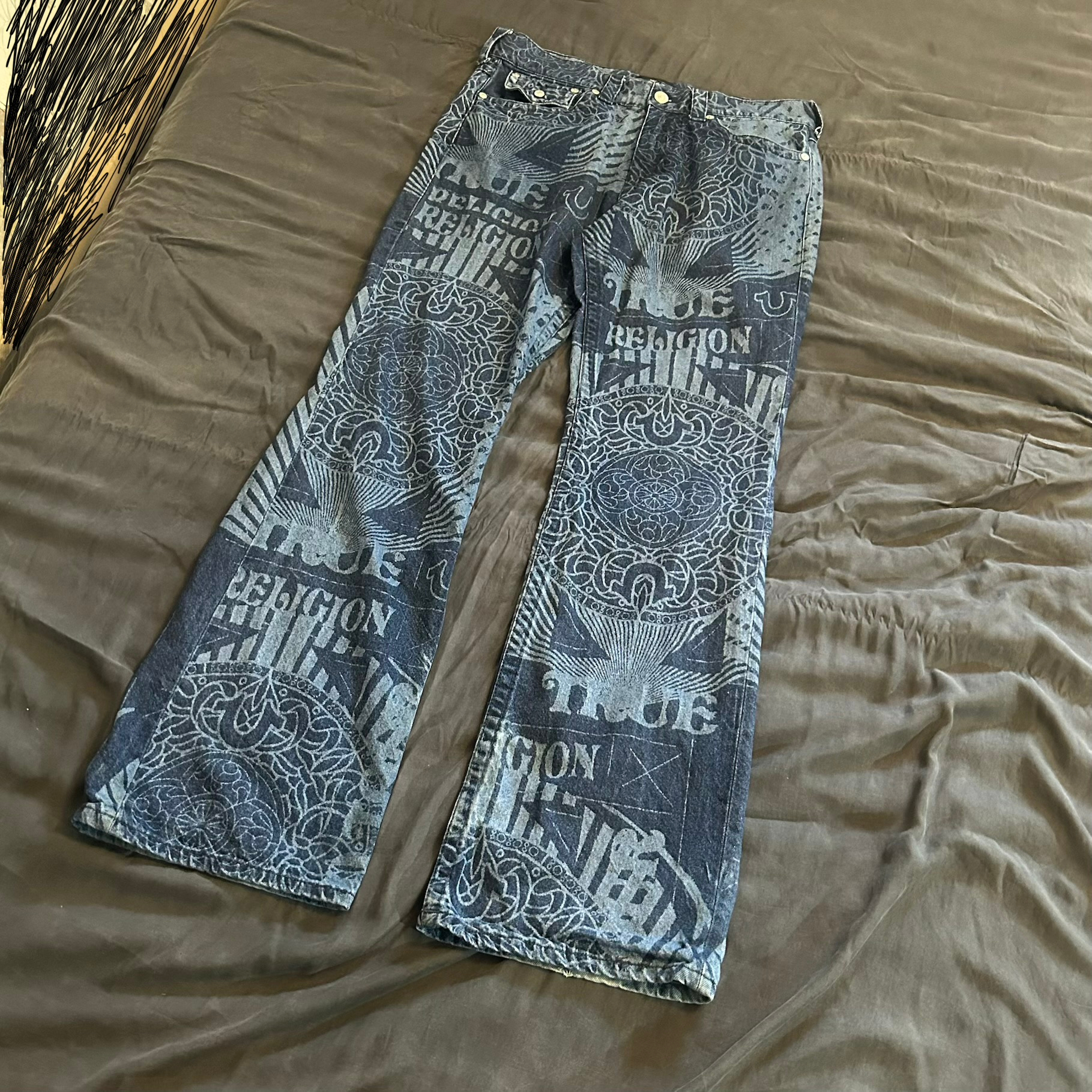 True Religion Billy Printed Stacked Bootcut Jean, миниатюра 1