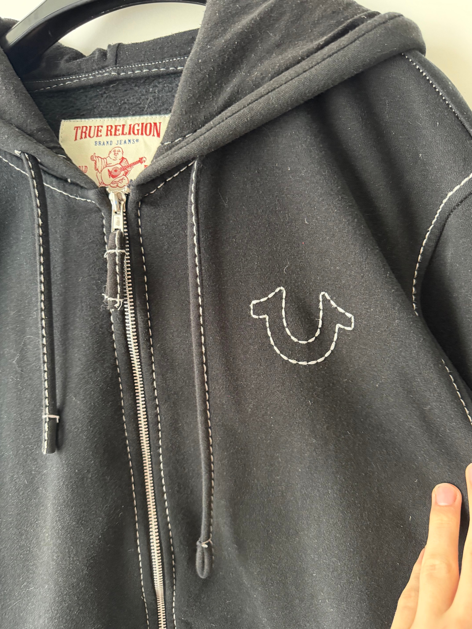 True Religion Big Buddha Black zip hoodie, миниатюра 4