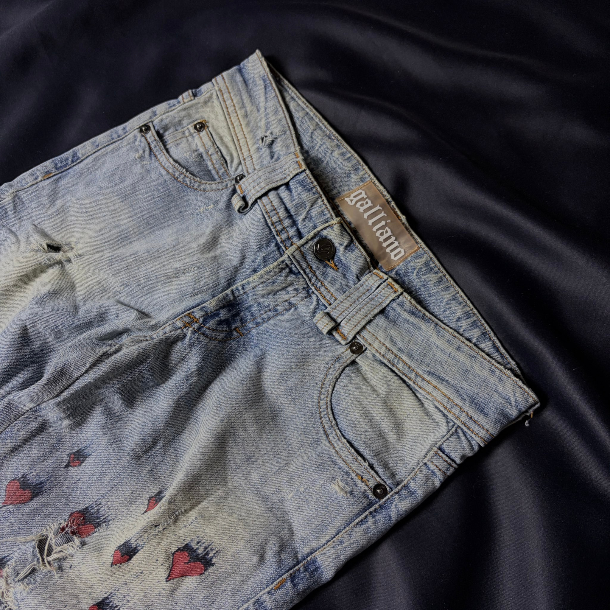 John Galliano Dirty Blue Print-Drawing Jeans, миниатюра 3