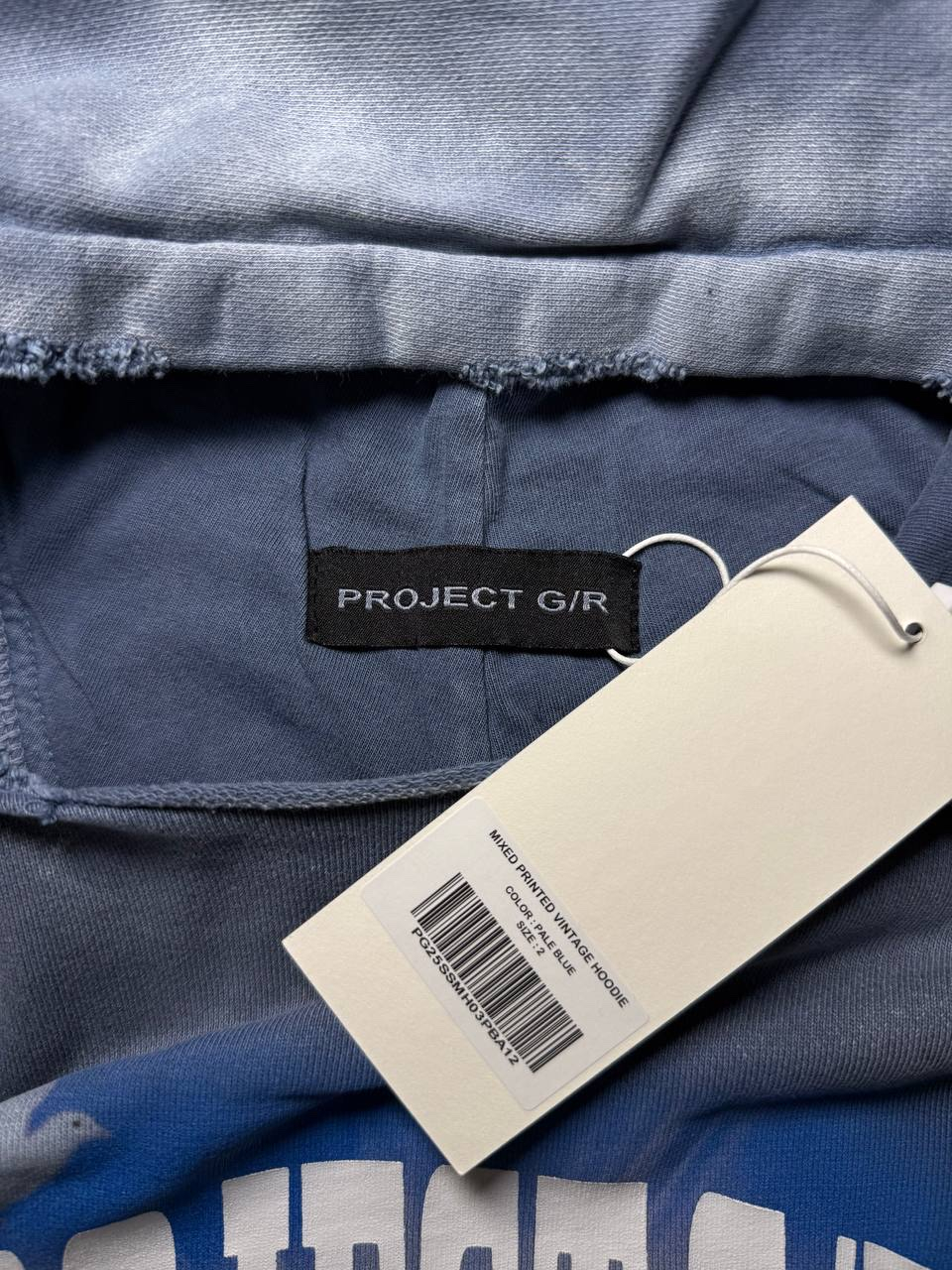 Project G/R College Mixed Printed Vintage Blue Hoodie, миниатюра 4
