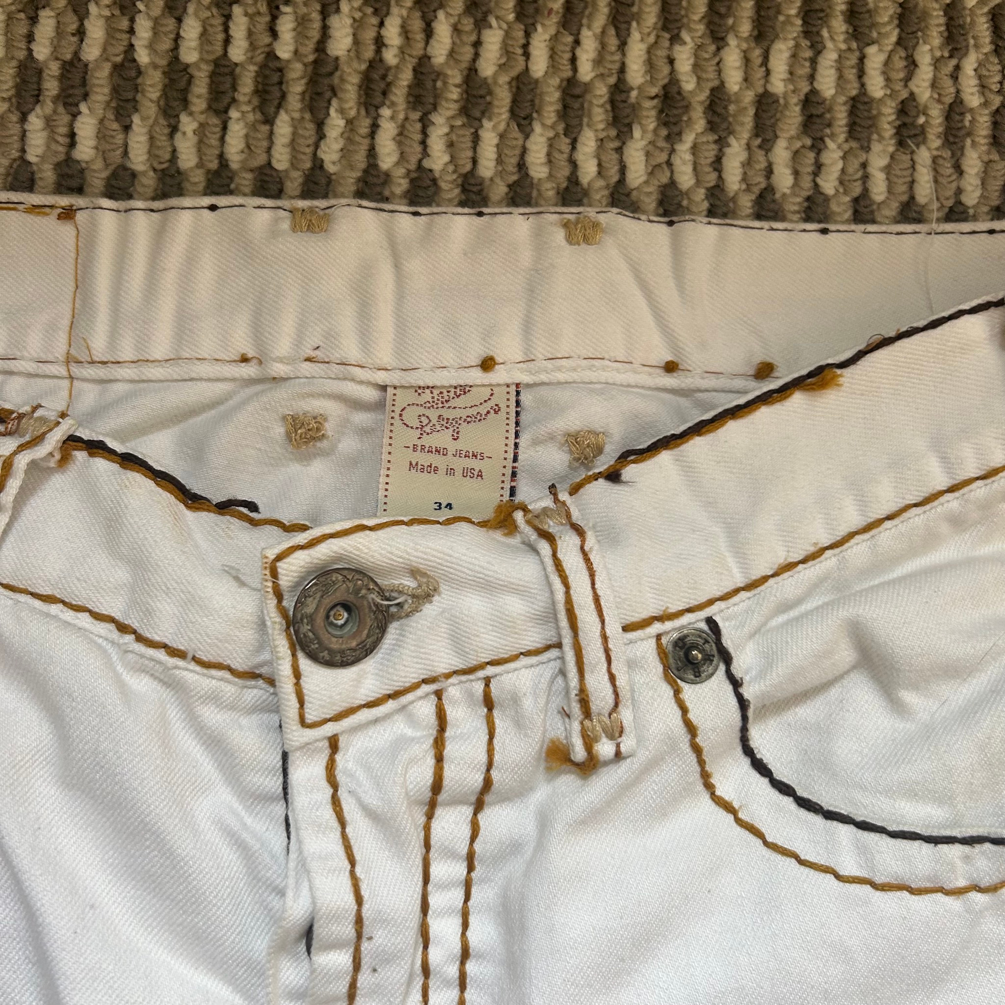 True Religion Logan Super T White Slim Fit Big Logo Jeans, миниатюра 6