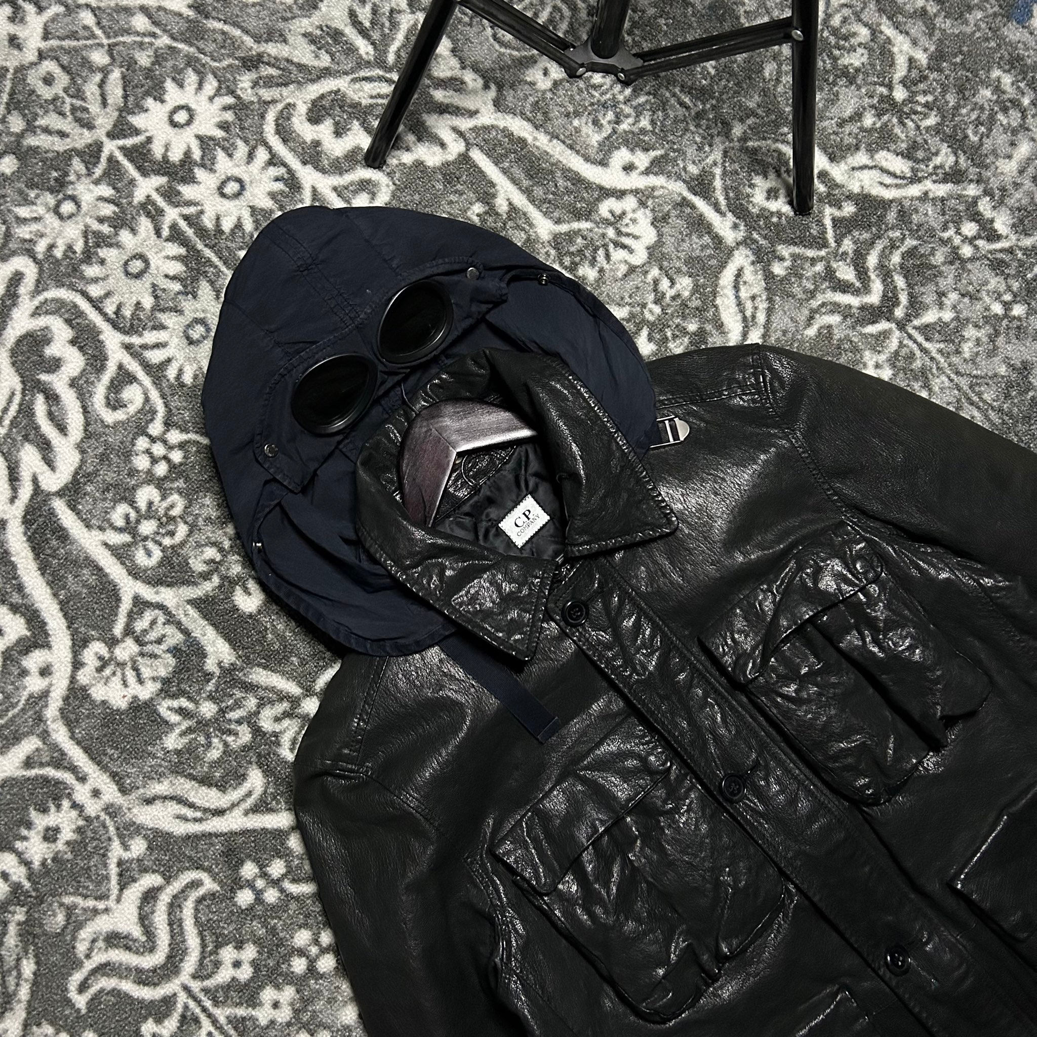 C.P. Company Leather Goggle Jacket Black, миниатюра 3