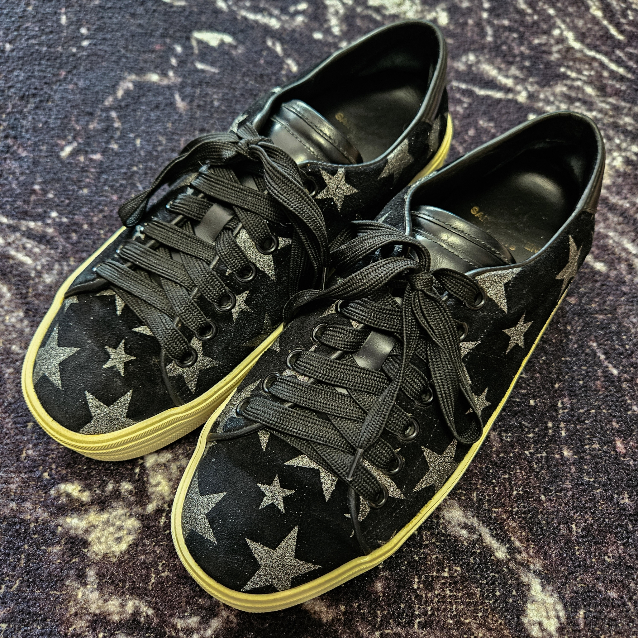 Saint Laurent SL/06 Platform Black Suede Glitter Stars, миниатюра 2