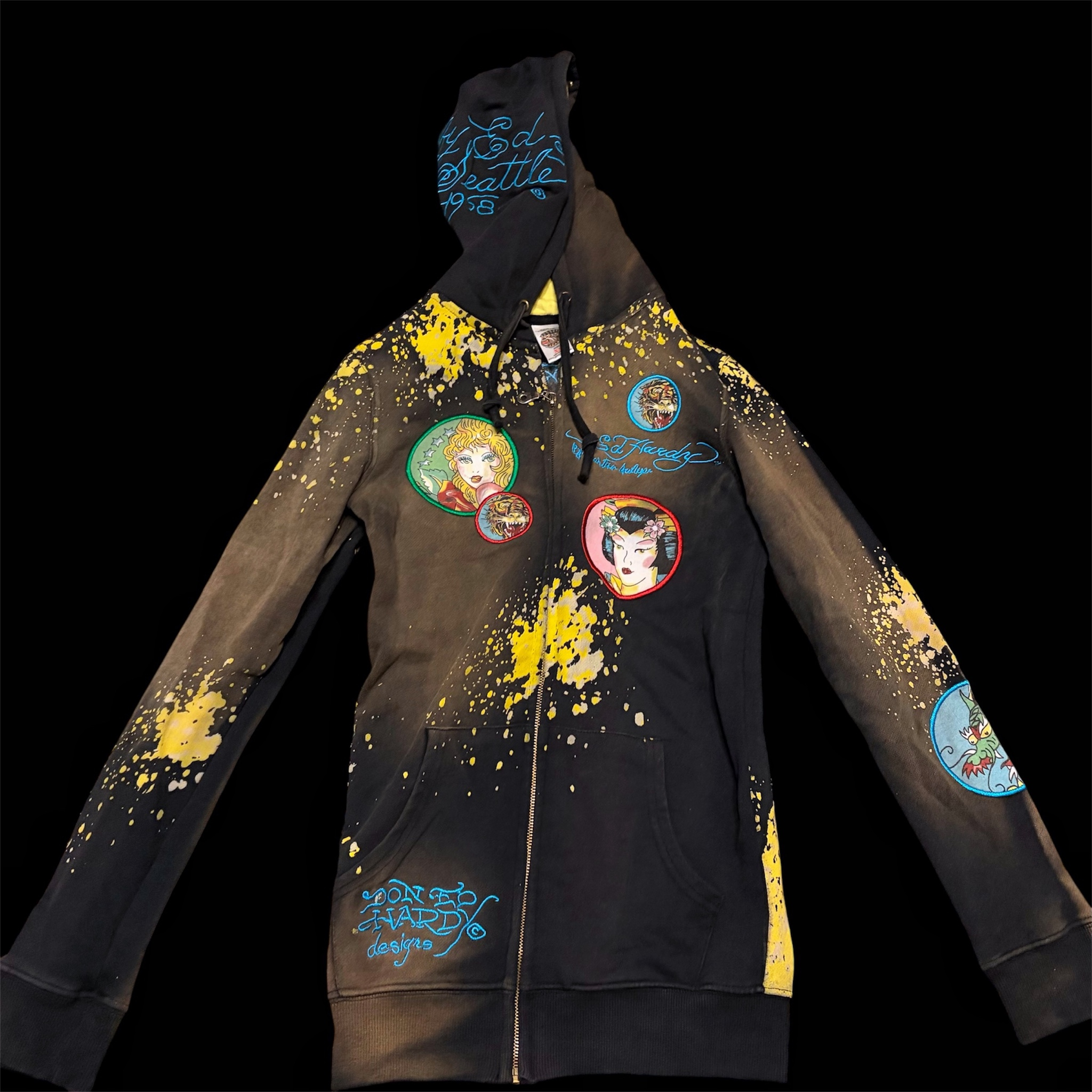 Ed Hardy Tattoo You Splatter Patch Hoodie, миниатюра 2